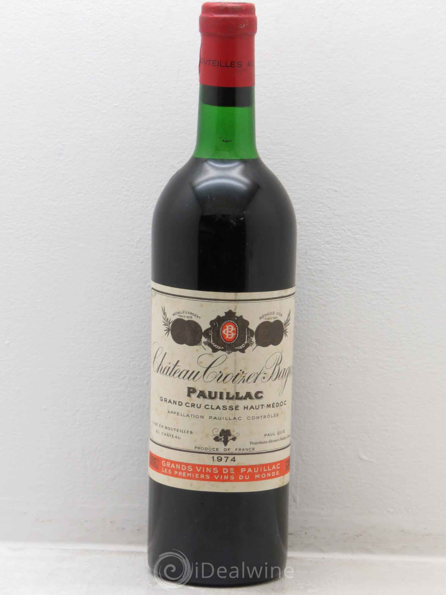 Château Croizet Bages 5ème Grand Cru Classé 1974 - Lot de 1 bouteille - 0