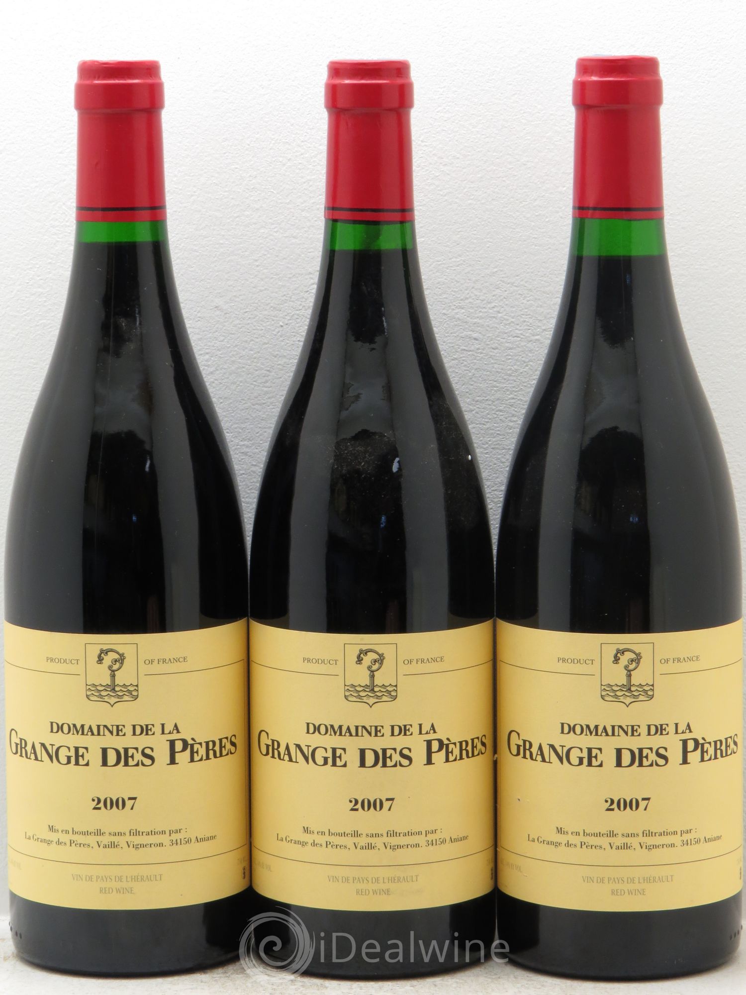 Pays d'Hérault Grange des Pères Laurent Vaillé 2007 - Lot de 3 bouteilles - 0