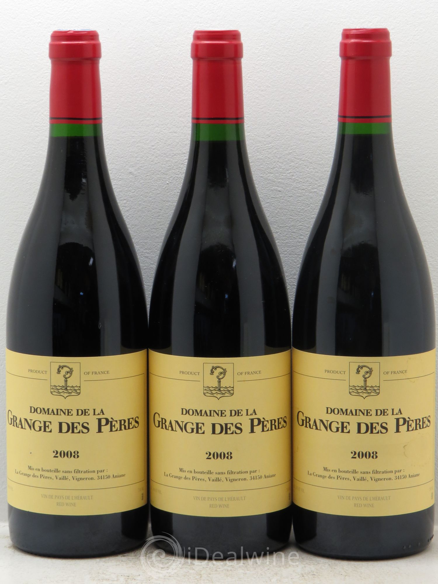 Pays d'Hérault Grange des Pères Laurent Vaillé 2008 - Lot de 3 bouteilles - 0