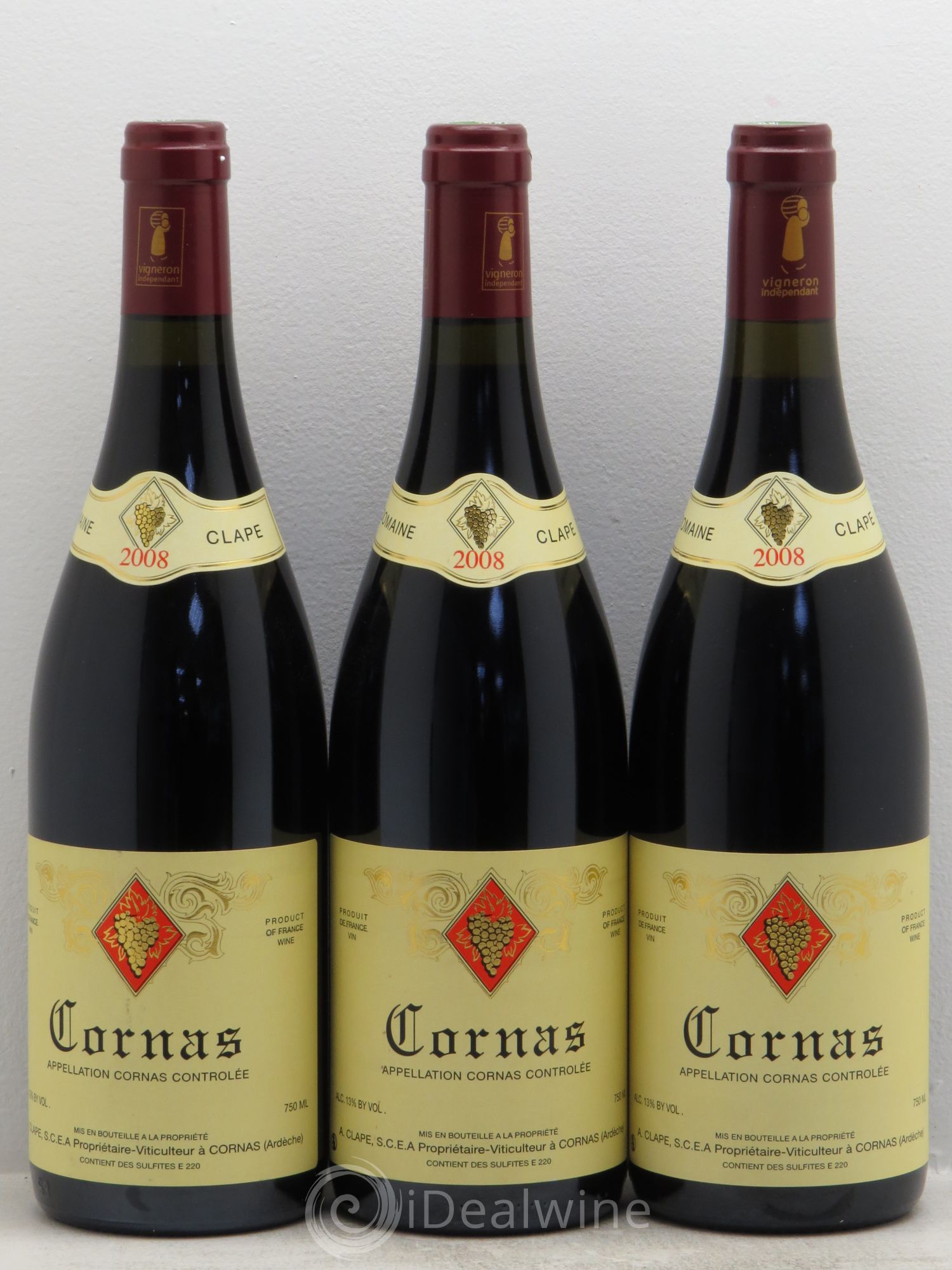 Cornas Auguste Clape 2008 - Lot de 3 bouteilles - 0