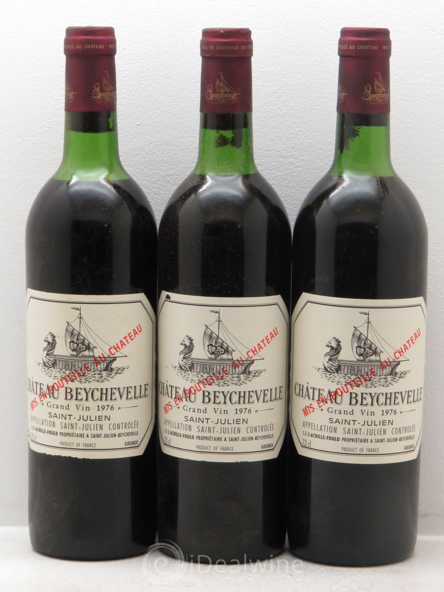 Château Beychevelle 4ème Grand Cru Classé 1976 - Lot de 3 bouteilles - 0