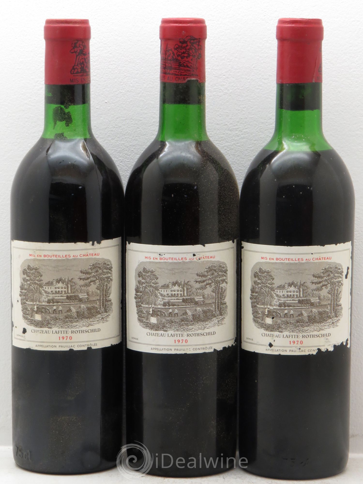 Château Lafite Rothschild 1er Grand Cru Classé 1970 - Lot de 3 bouteilles - 0