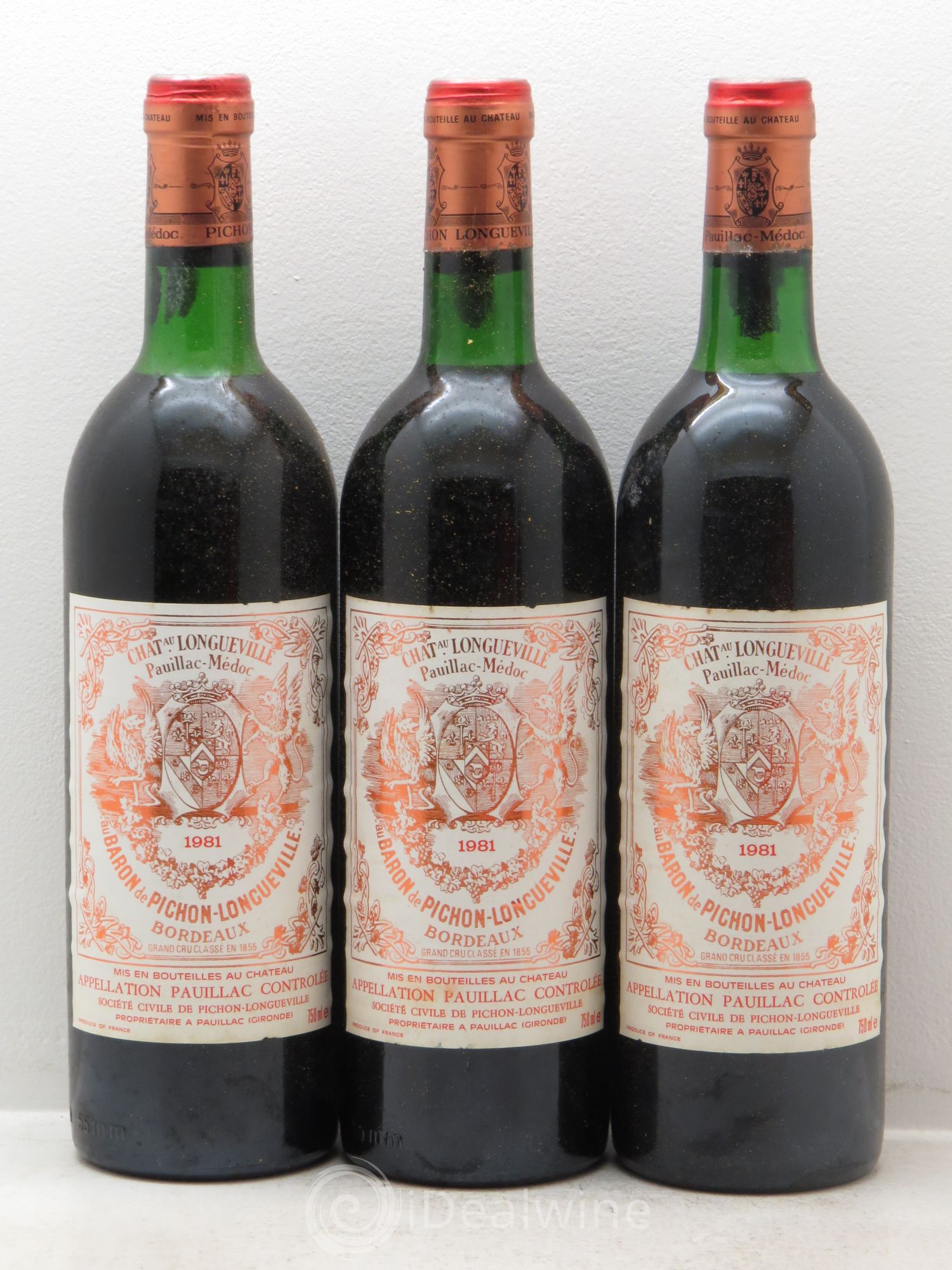 Pichon Longueville Baron 2ème Grand Cru Classé 1981 - Lot de 3 bouteilles - 0
