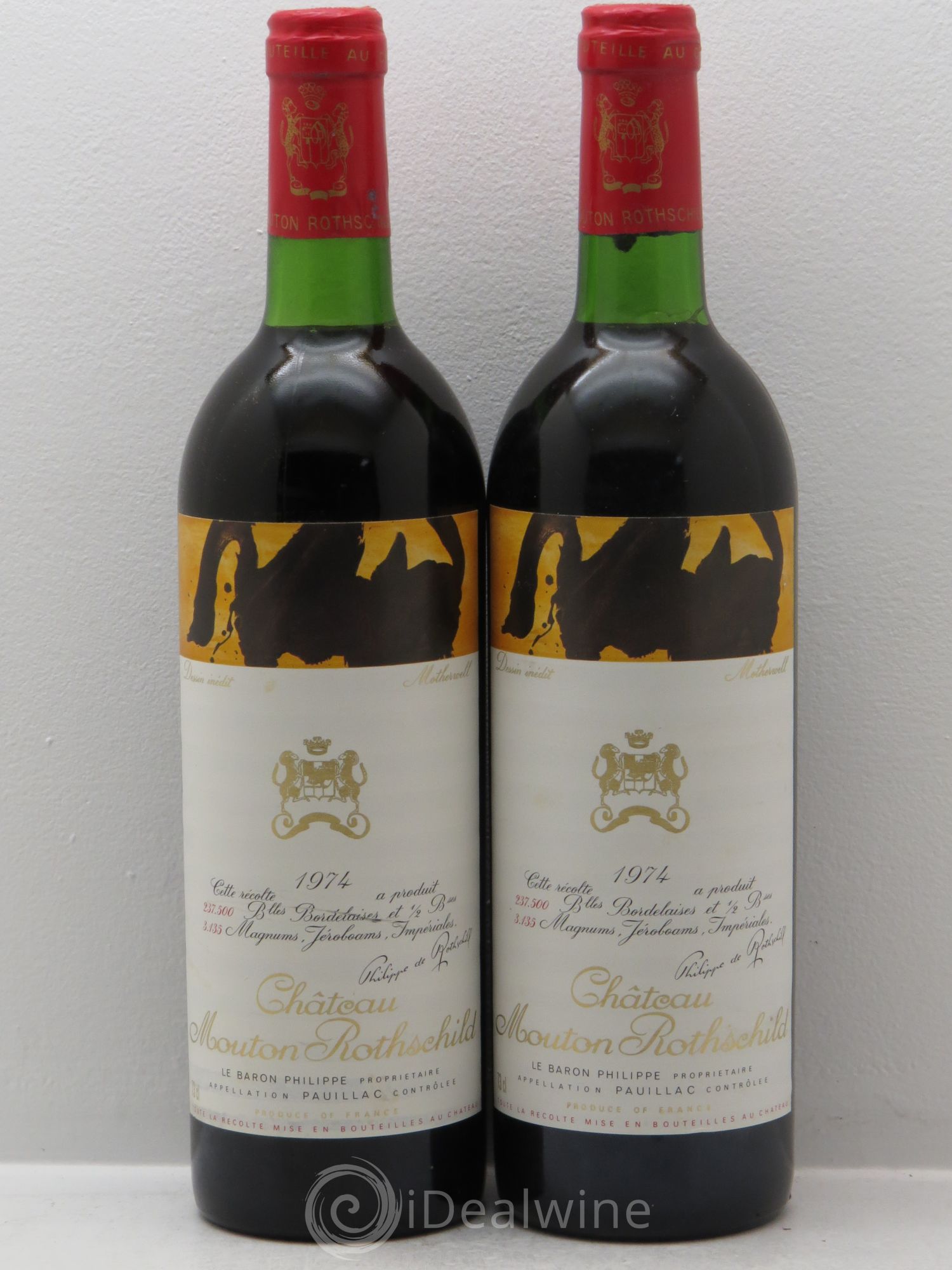 Château Mouton Rothschild 1er Grand Cru Classé 1974 - Lot de 2 bouteilles - 0