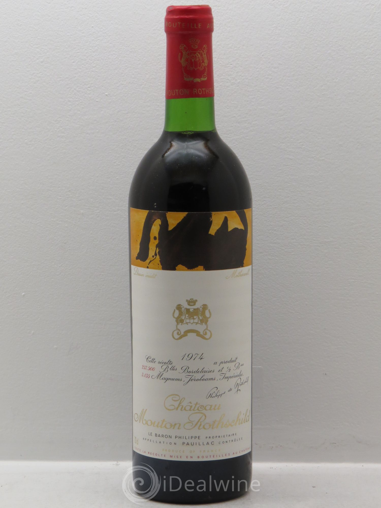 Château Mouton Rothschild 1er Grand Cru Classé 1974 - Lot de 1 bouteille - 0