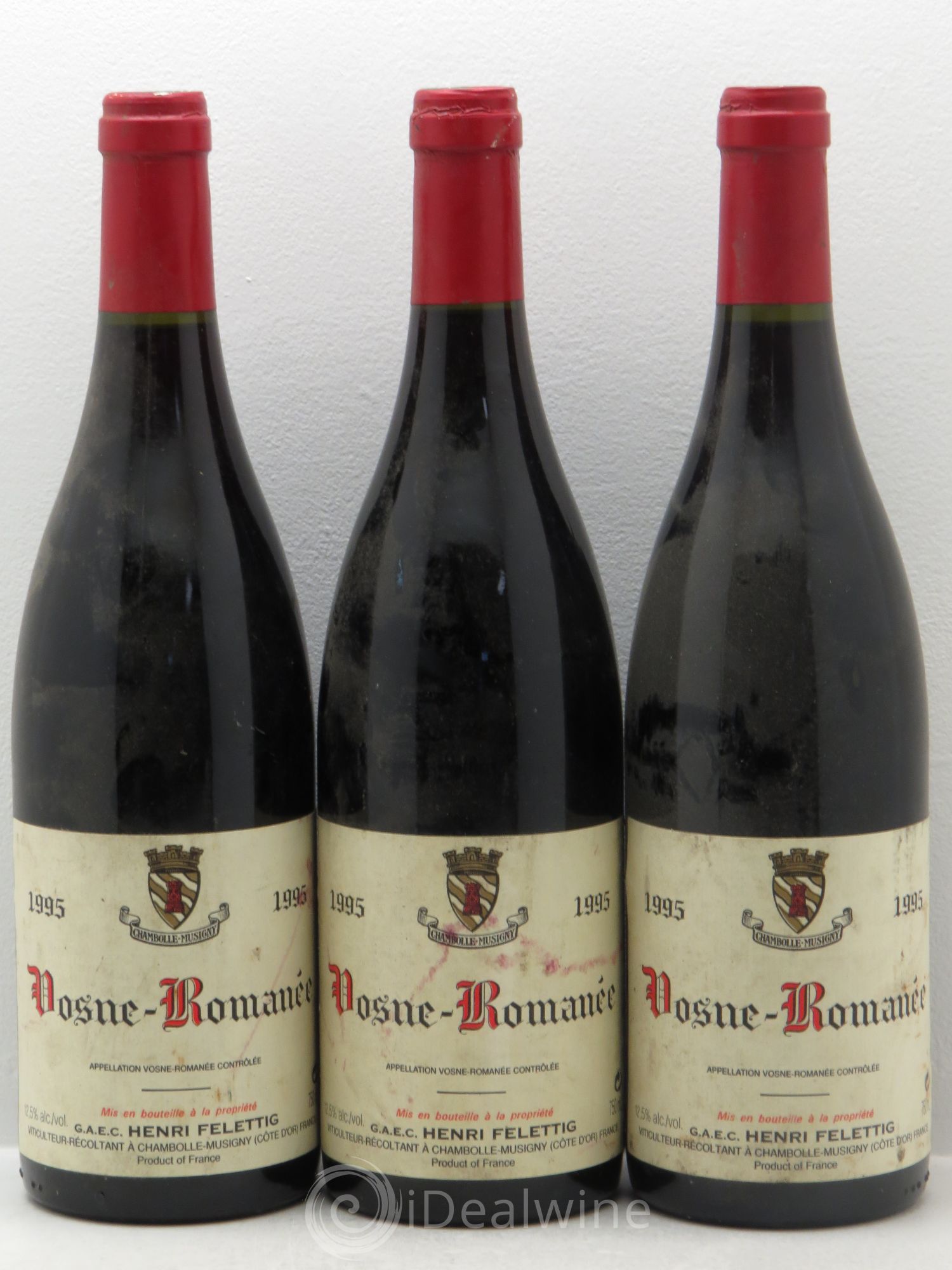 Vosne-Romanée Henri Felettig 1995 - Lot de 3 bouteilles - 0