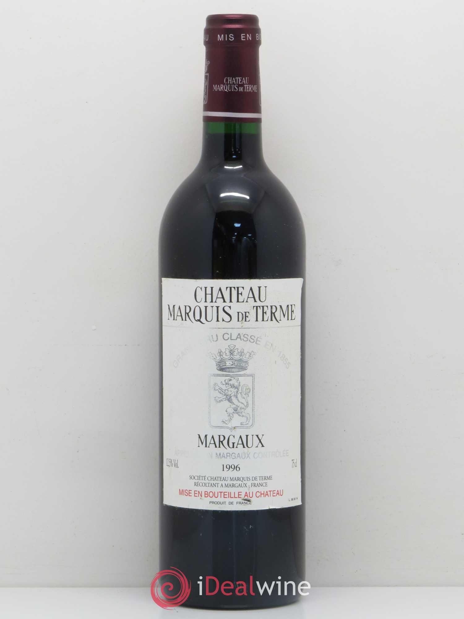 Château Marquis de Terme 4ème Grand Cru Classé 1996 - Lot de 1 bouteille - 0