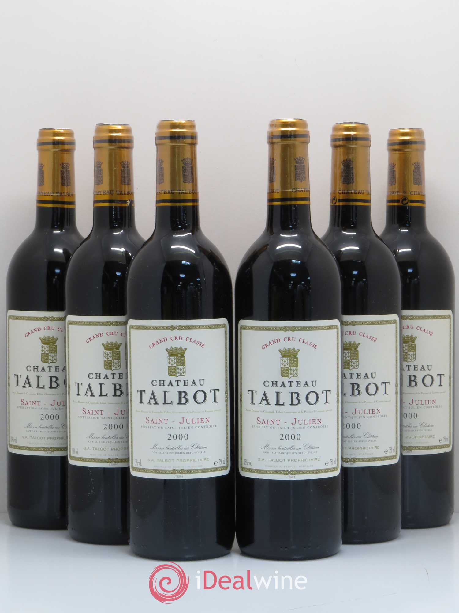 Château Talbot 4ème Grand Cru Classé 2000 - Lot de 6 bouteilles - 0