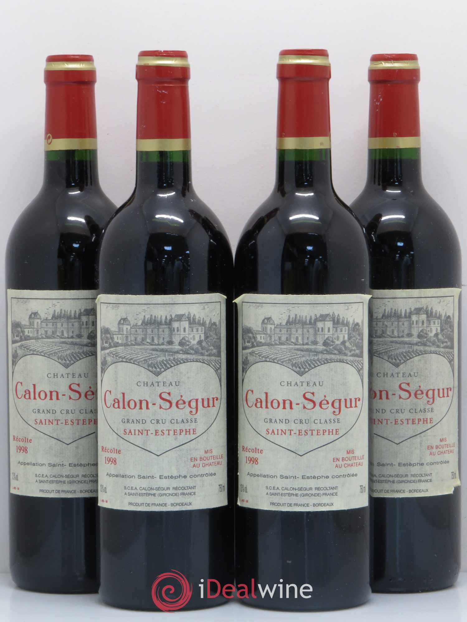 Château Calon Ségur 3ème Grand Cru Classé 1998 - Lot de 4 bouteilles - 0