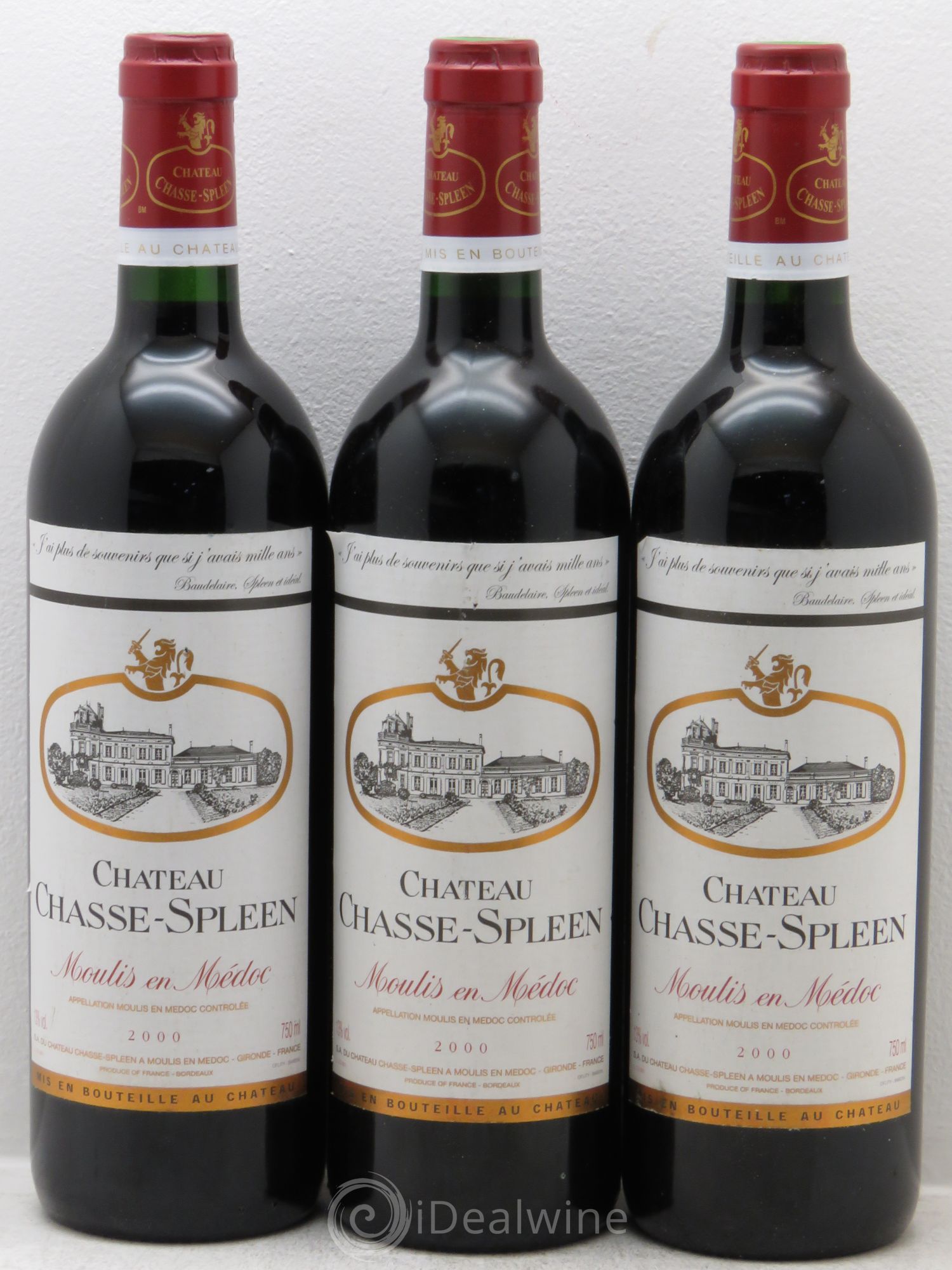 Château Chasse Spleen 2000 - Lot de 3 bouteilles - 0