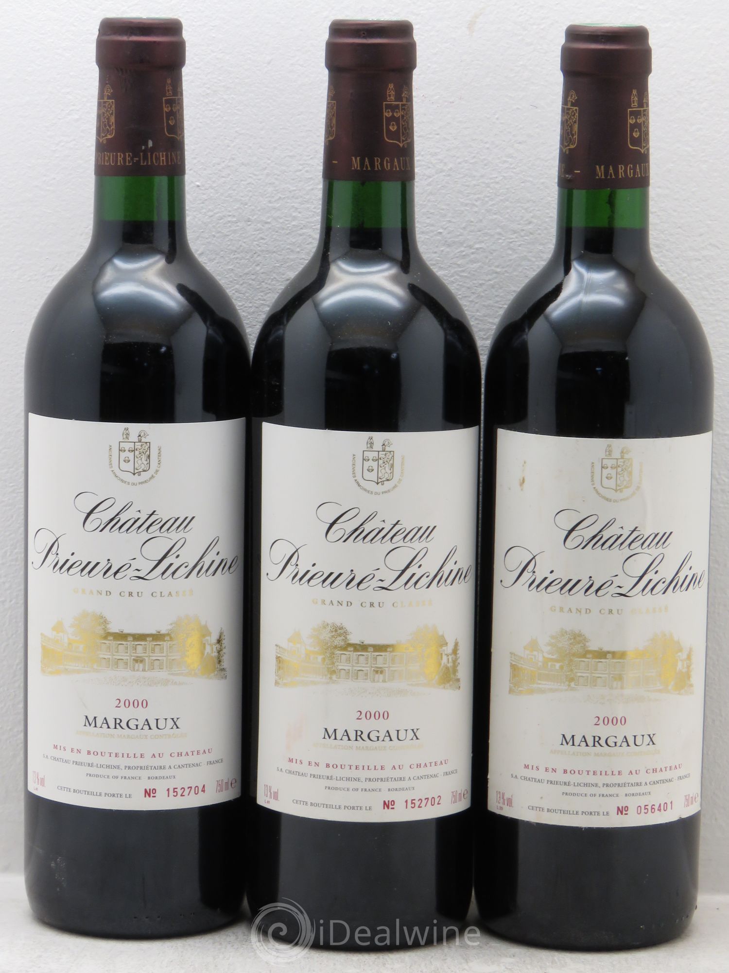 Château Prieuré Lichine 4ème Grand Cru Classé 2000 - Lot de 3 bouteilles - 0