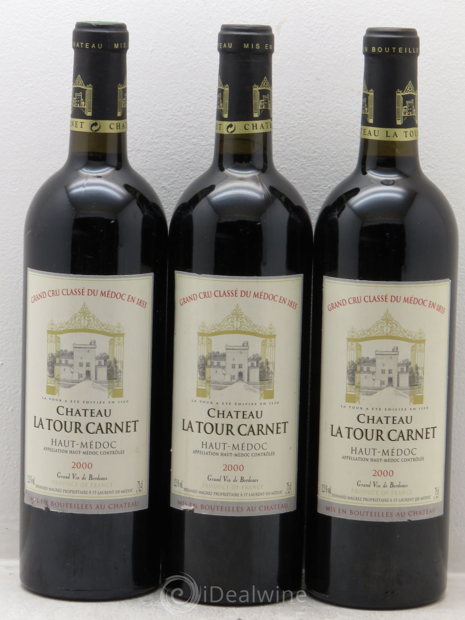 Château la Tour Carnet 4ème Grand Cru Classé 2000 - Lot de 3 bouteilles - 0