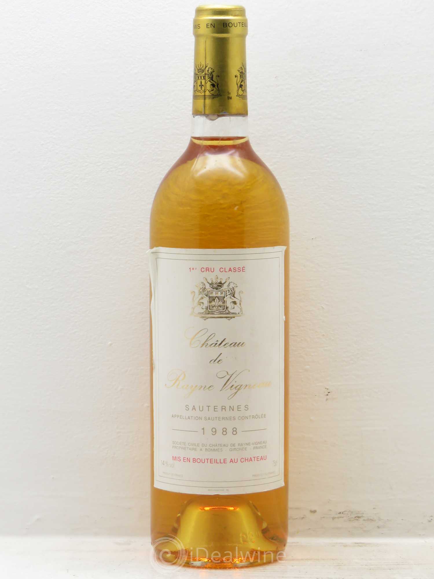 Château de Rayne Vigneau 1er Grand Cru Classé 1988 - Lotto di 1 bottiglia - 0