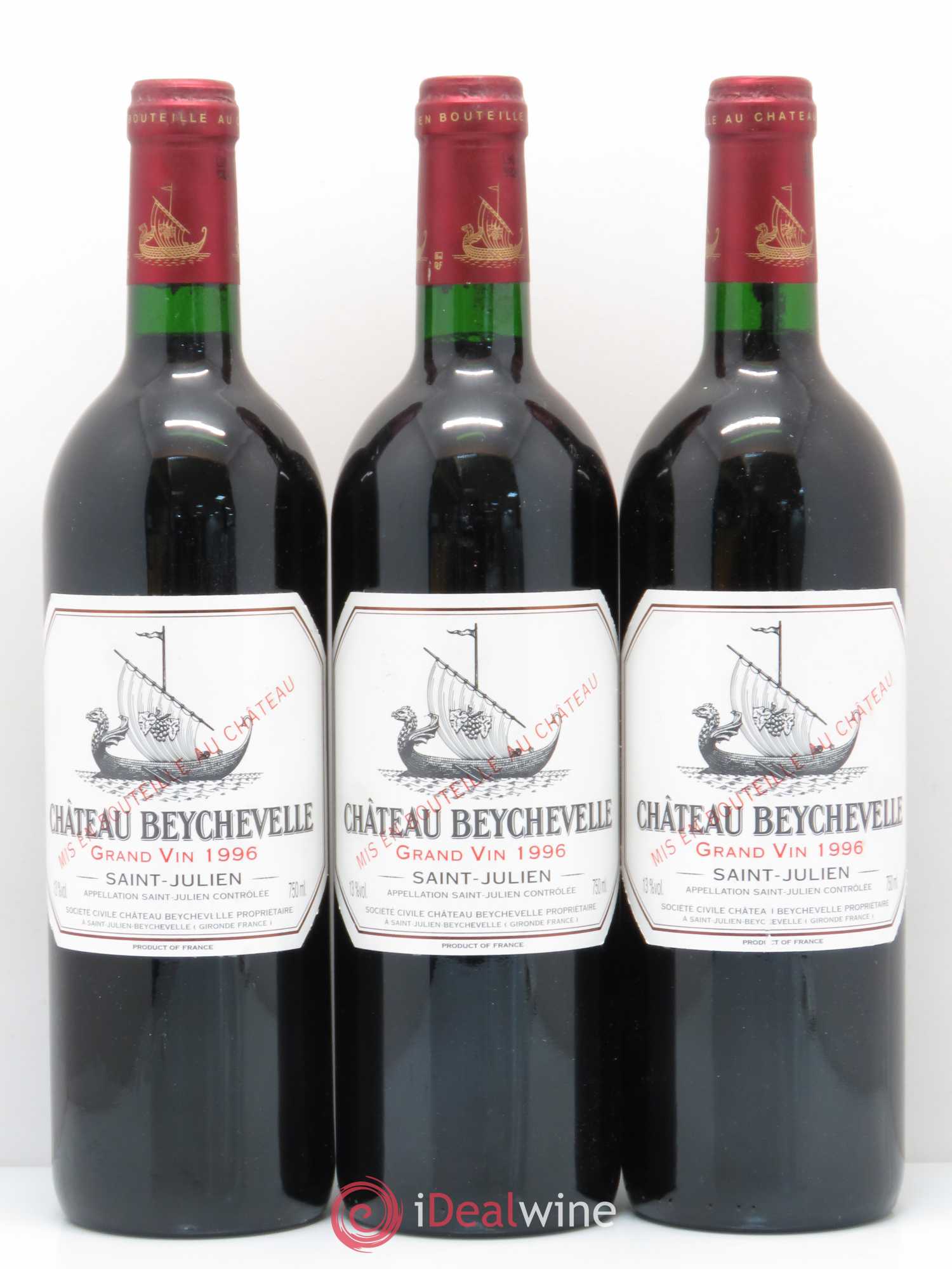 Château Beychevelle 4ème Grand Cru Classé 1996 - Lot de 3 bouteilles - 0