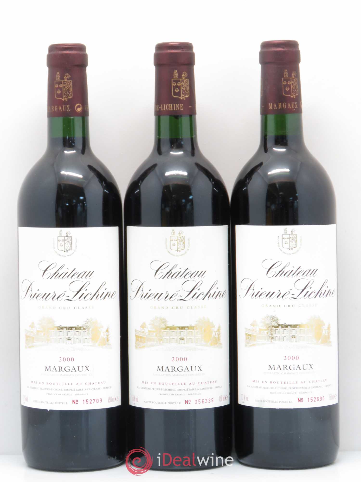 Château Prieuré Lichine 4ème Grand Cru Classé (sans prix de réserve) 2000 - Lot de 3 bouteilles - 0