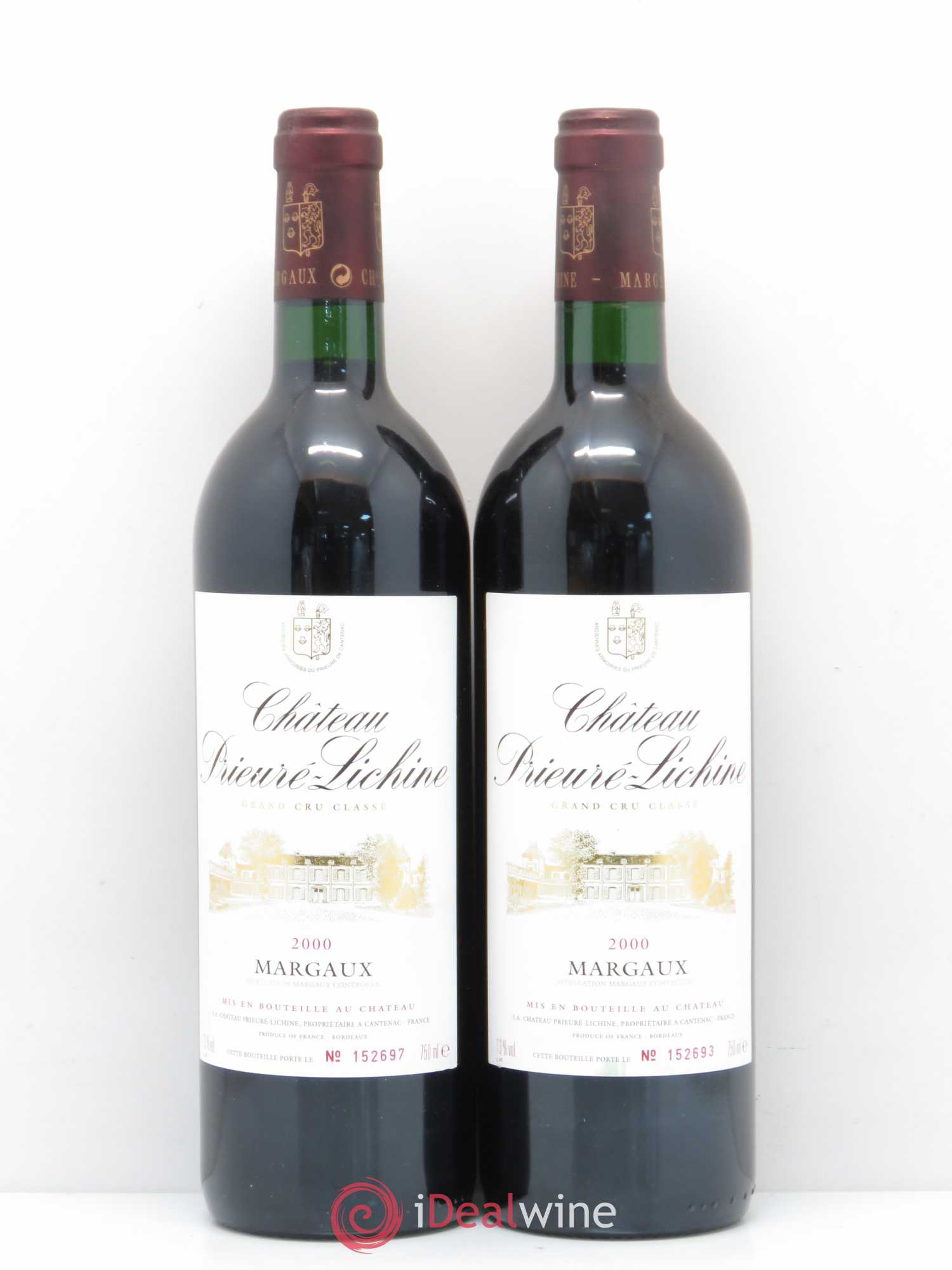 Château Prieuré Lichine 4ème Grand Cru Classé (sans prix de réserve) 2000 - Lot de 2 bouteilles - 0