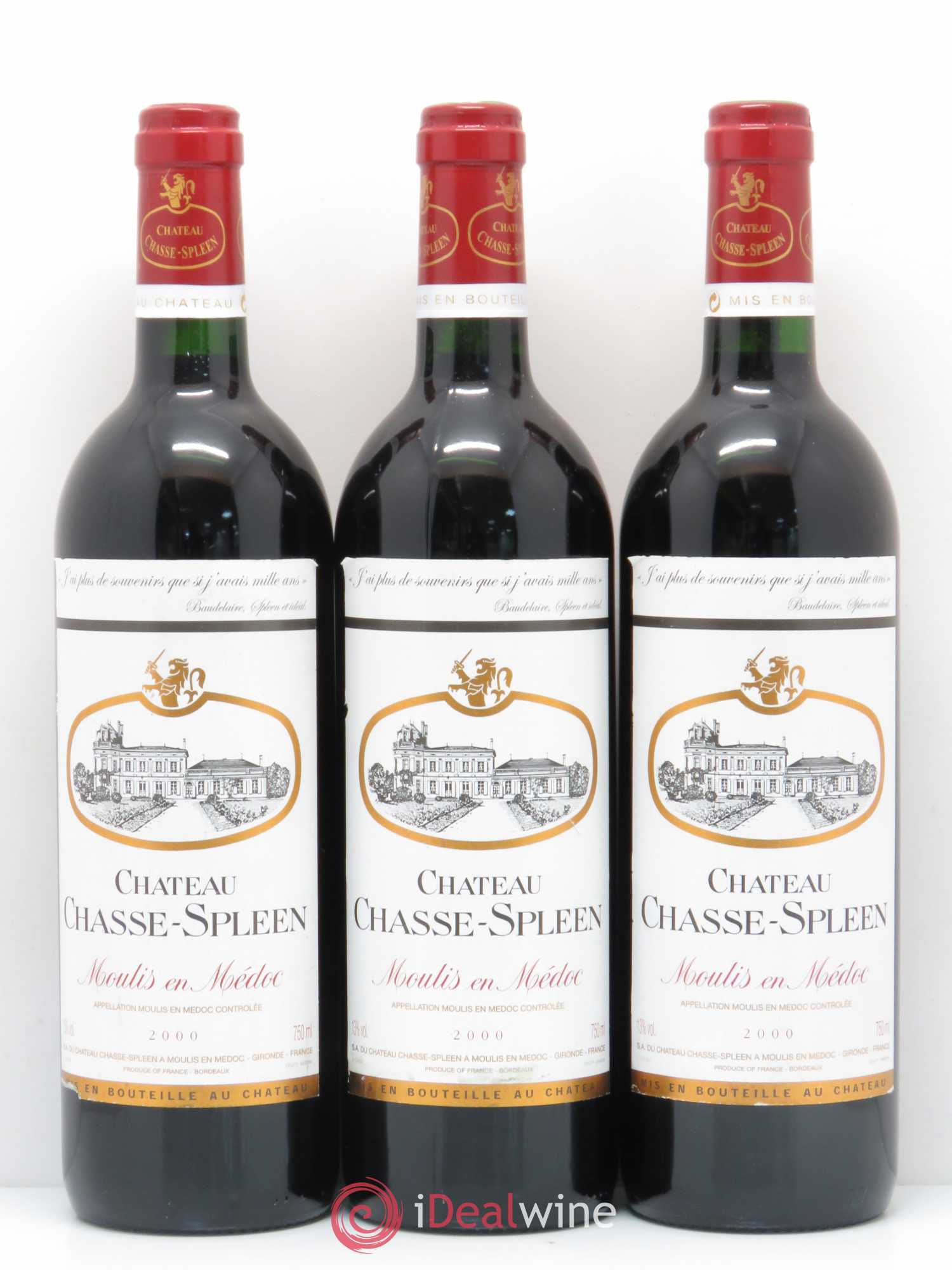 Château Chasse Spleen 2000 - Lot de 3 bouteilles - 0