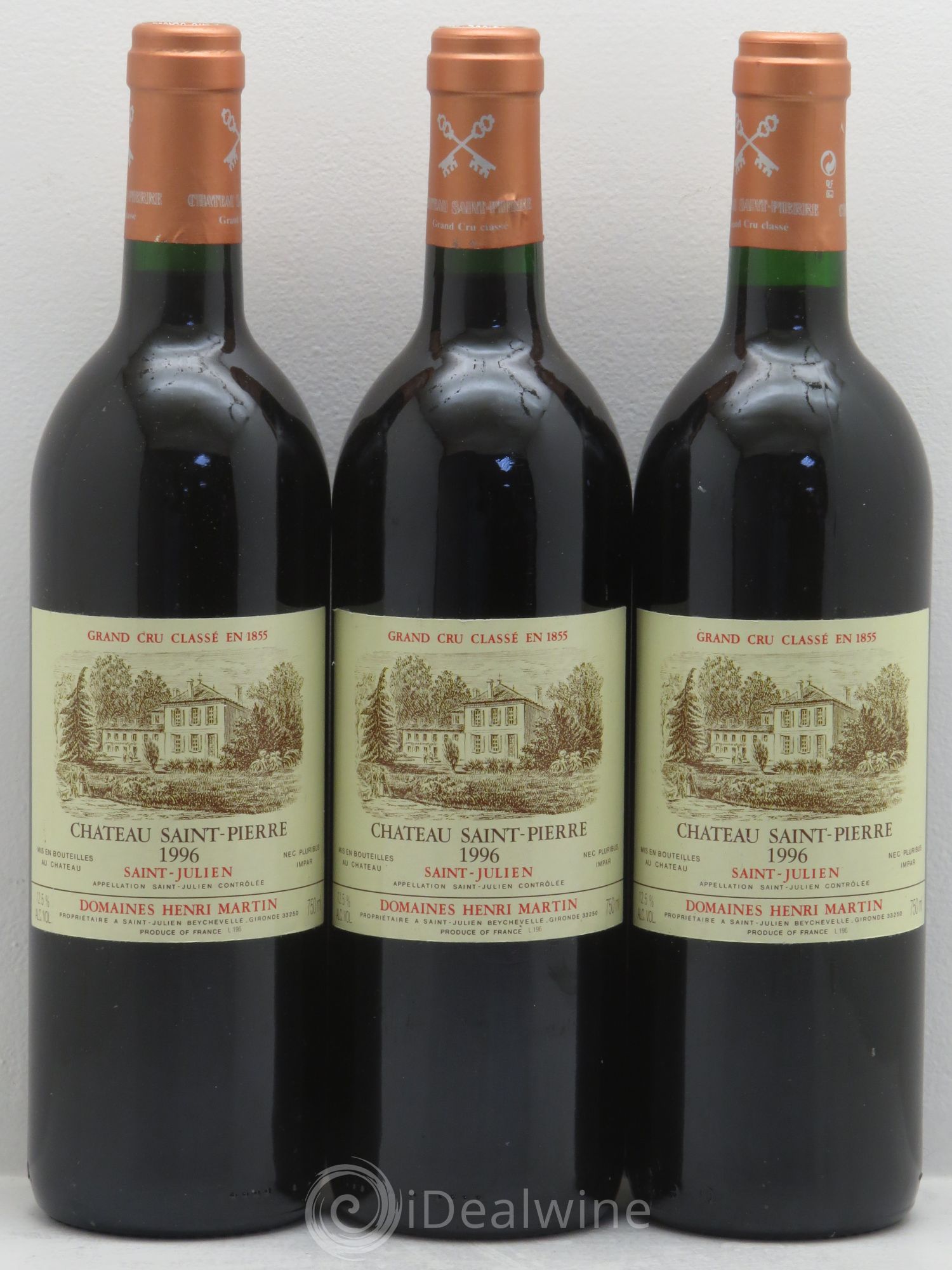 Château Saint-Pierre 4ème Grand Cru Classé 1996 - Lot de 3 bouteilles - 0