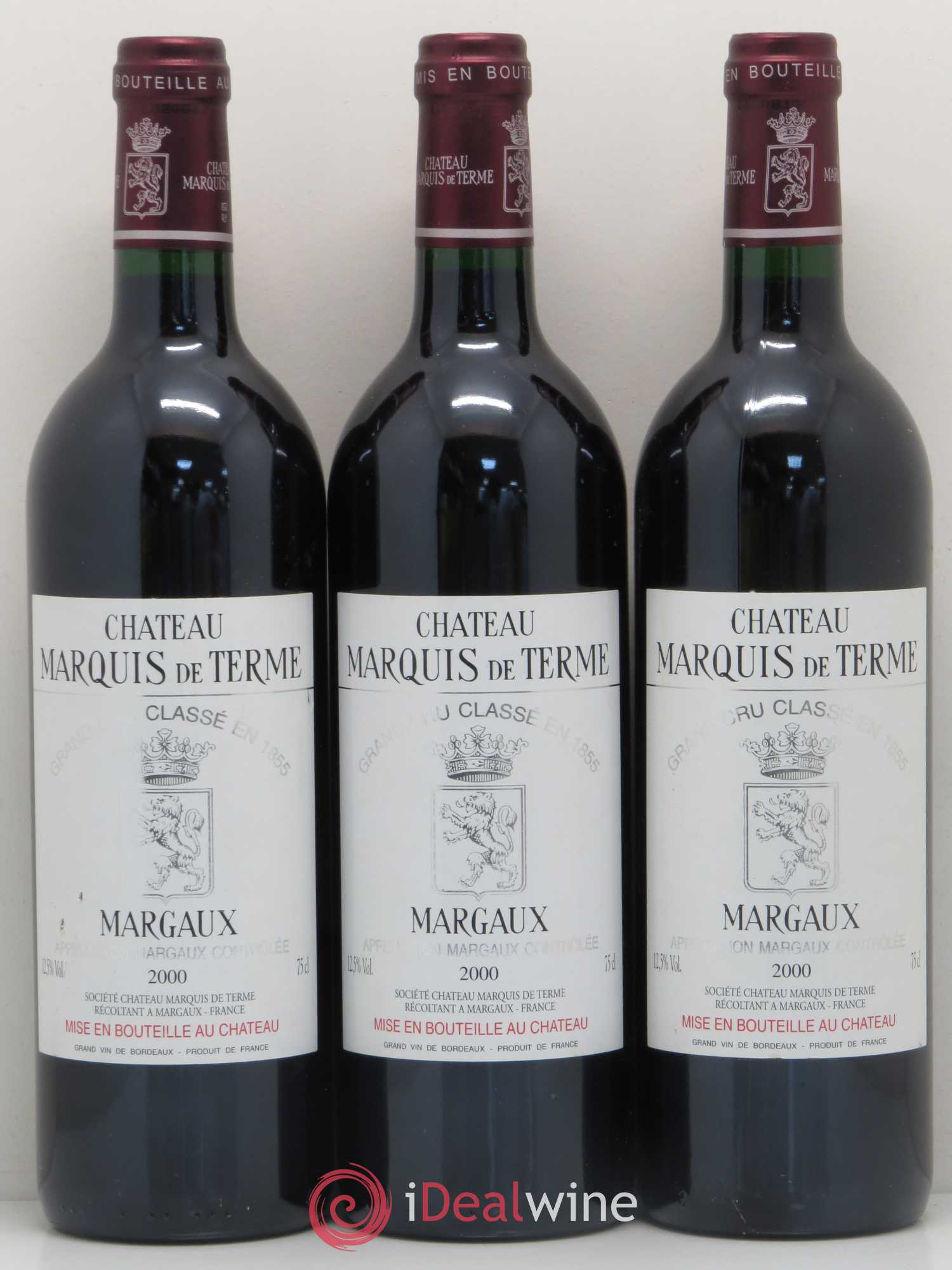 Château Marquis de Terme 4ème Grand Cru Classé 2000 - Lot de 3 bouteilles - 0
