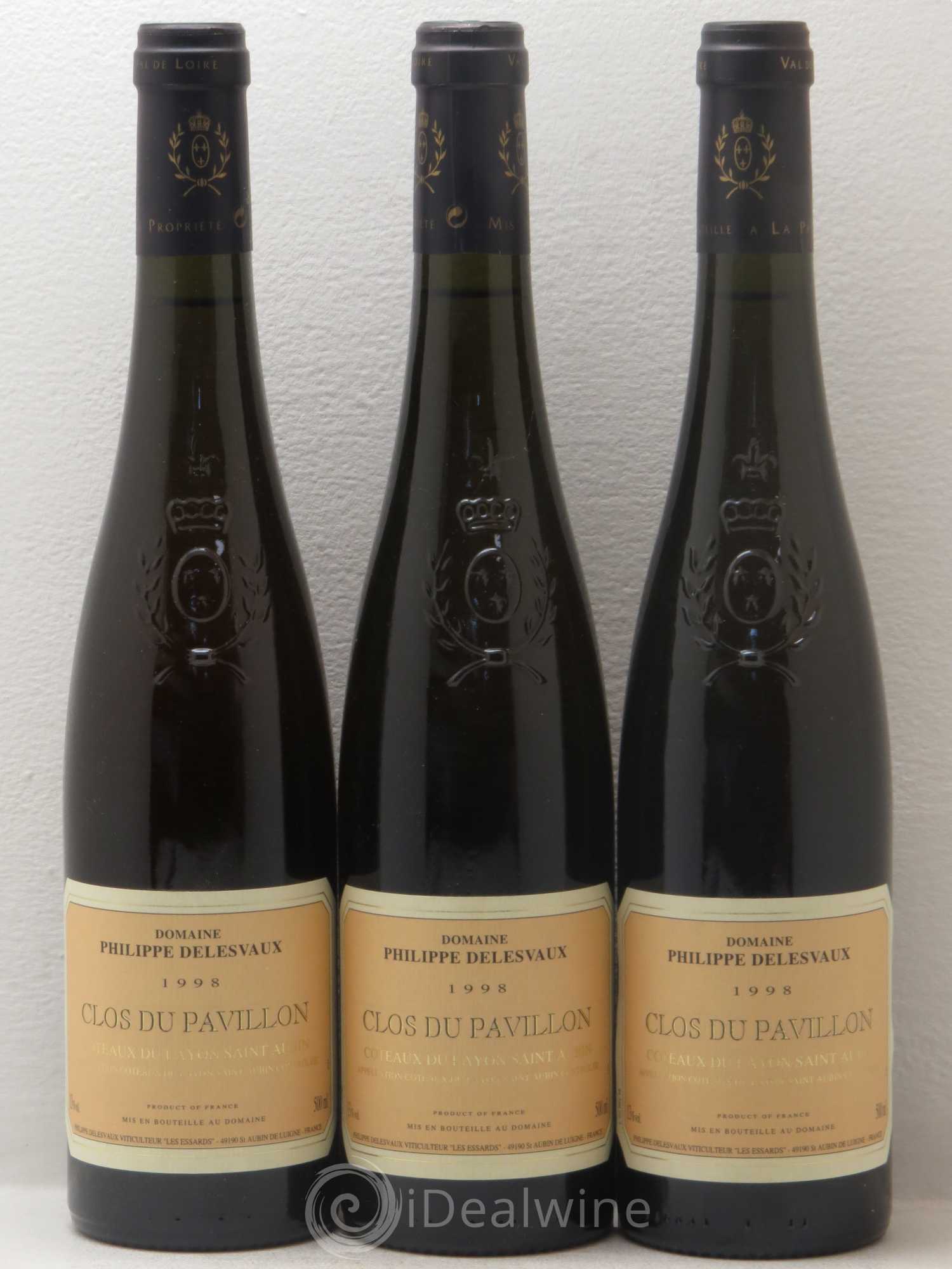 Coteaux du Layon Coteaux Du Layon Saint aubin clos du pavillon Philippe Delesvaux 1998 - Lotto di 3 bottiglie - 0