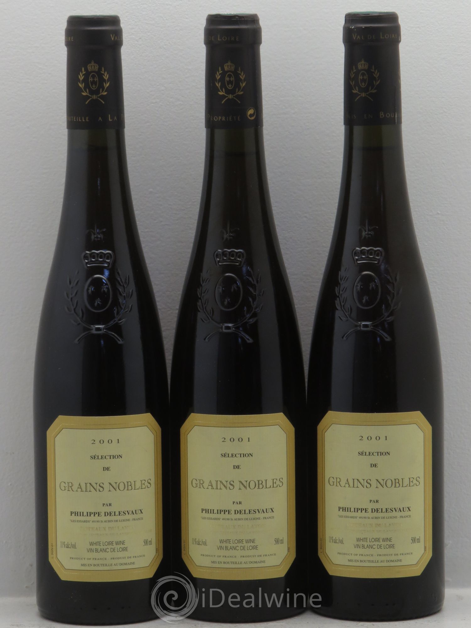 Coteaux du Layon Sélection Grains nobles -Domaine Delesveaux 2001 - Lotto di 3 bottiglie - 0
