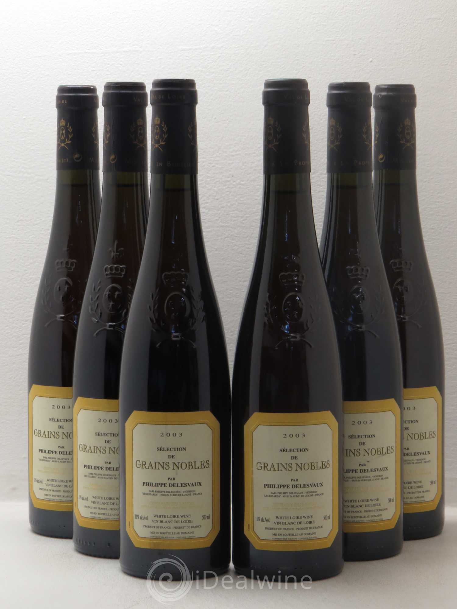 Coteaux du Layon Coteaux Du Layon Selection Grains Nobles Philippe Delesvaux 2003 - Lotto di 6 bottiglie - 0