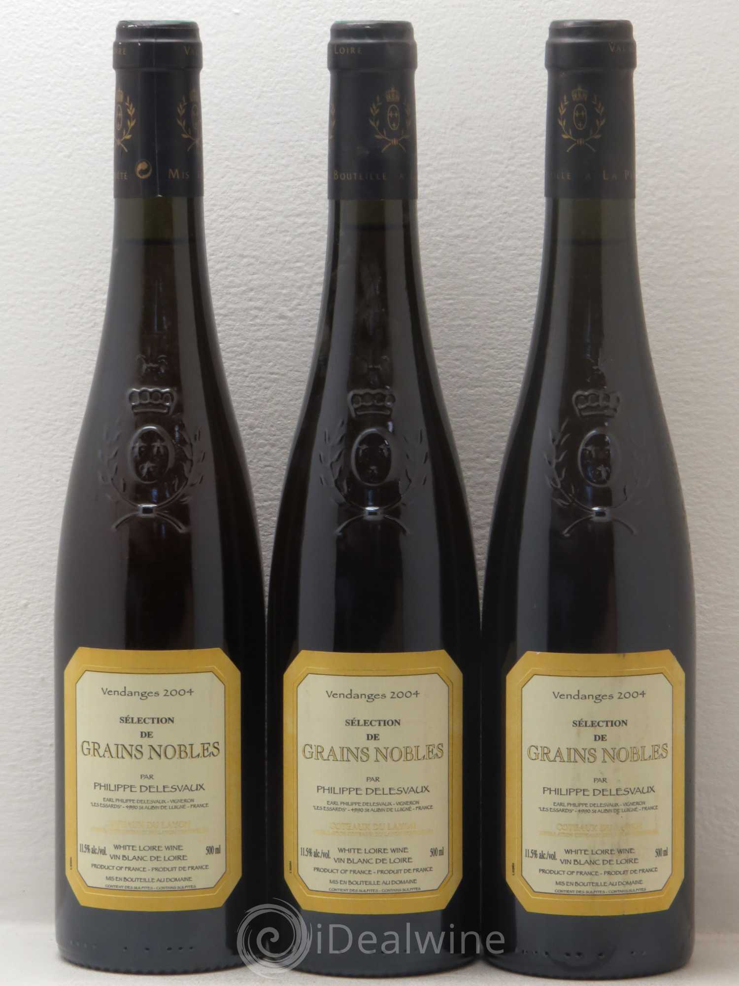 Coteaux du Layon Coteaux Du Layon Selection Grains Nobles Philippe Delesvaux 2004 - Lotto di 3 bottiglie - 0
