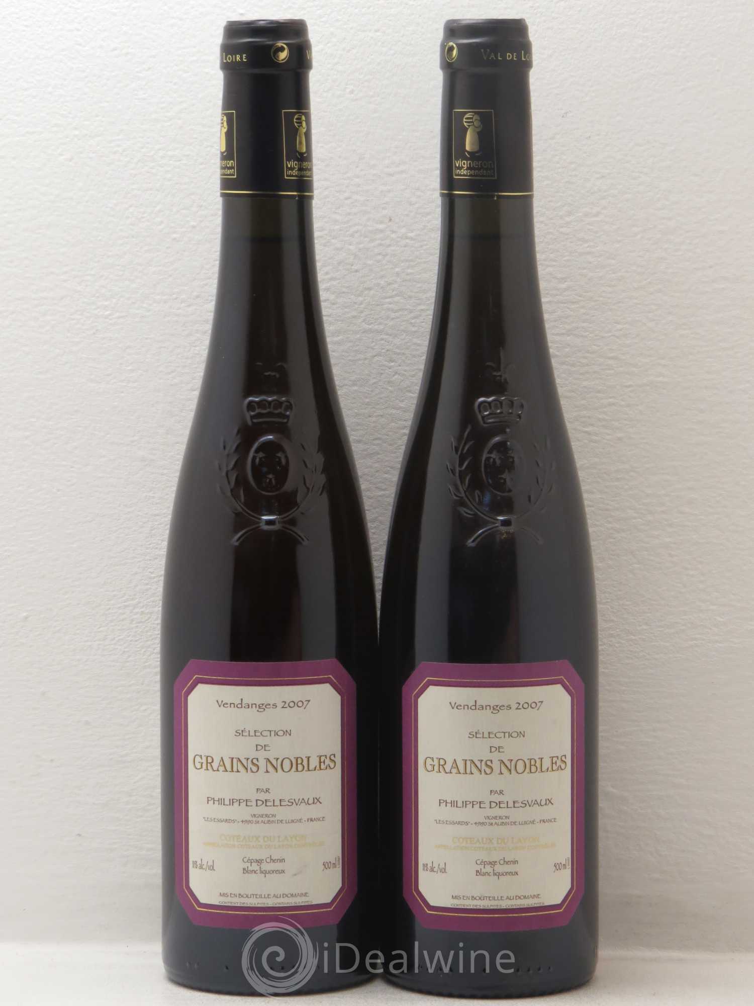 Coteaux du Layon Coteaux Du Layon Selection Grains Nobles Philippe Delesvaux 2007 - Lotto di 2 bottiglie - 0