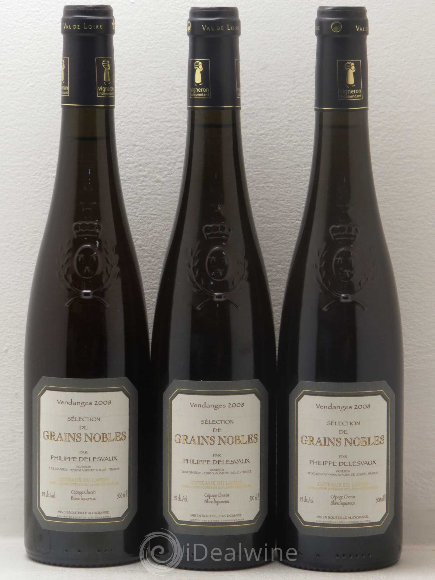 Coteaux du Layon Coteaux Du Layon Selection Grains Nobles Philippe Delesvaux 2008 - Lotto di 3 bottiglie - 0