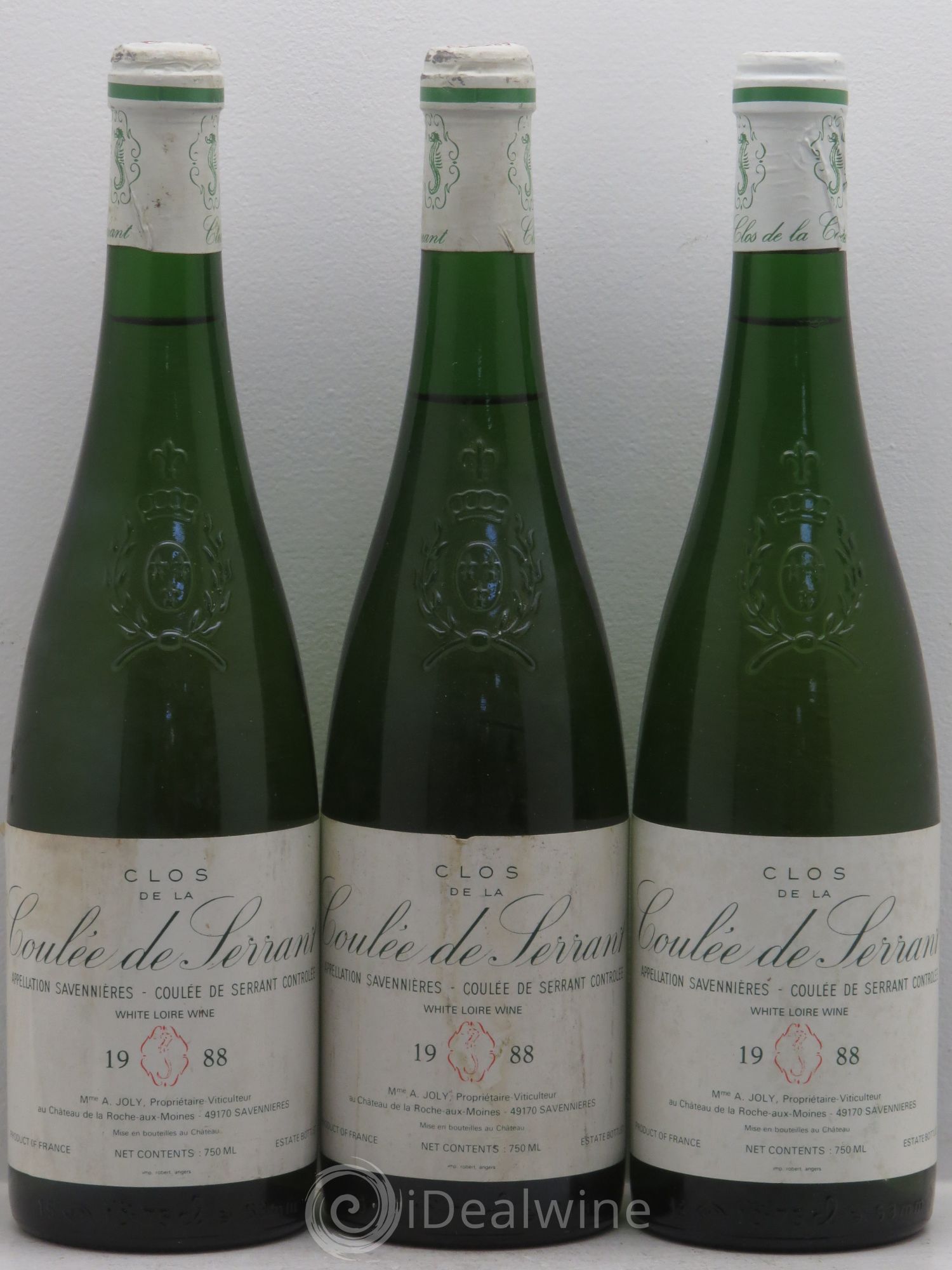 Savennières Clos de la Coulée de Serrant Vignobles de la Coulée de Serrant - Nicolas Joly 1988 - Lot de 3 bouteilles - 0
