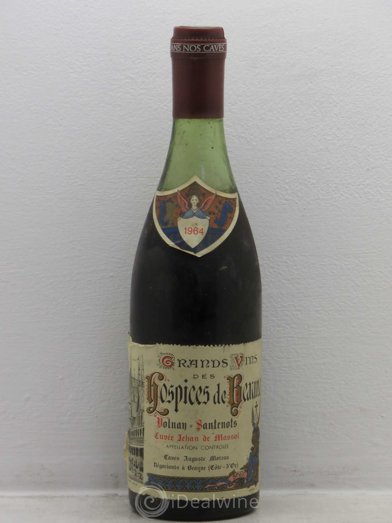 Volnay 1er Cru Santenots Hospices de Beaune Cuvée Jehan de Massol négociant Moreau 1964 - Posten von 1 Flasche - 0