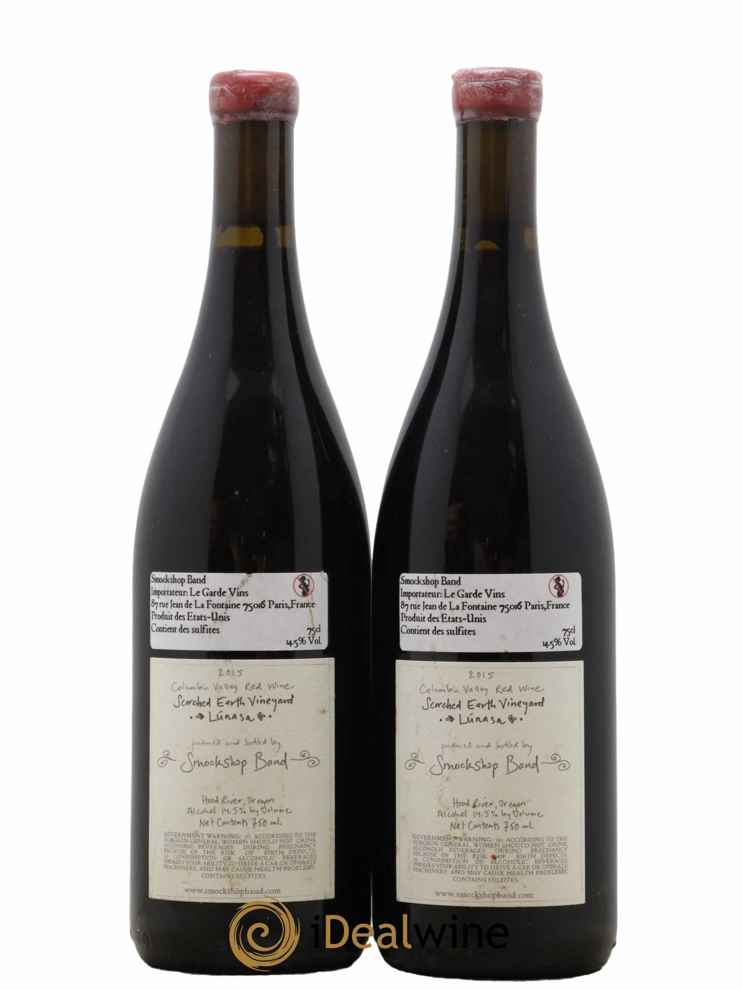 Columbia Gorge Smockshop Band Sorched Earth Vineyard Lunasa Hiyu Farm 2015 - Lot de 2 bouteilles - 1