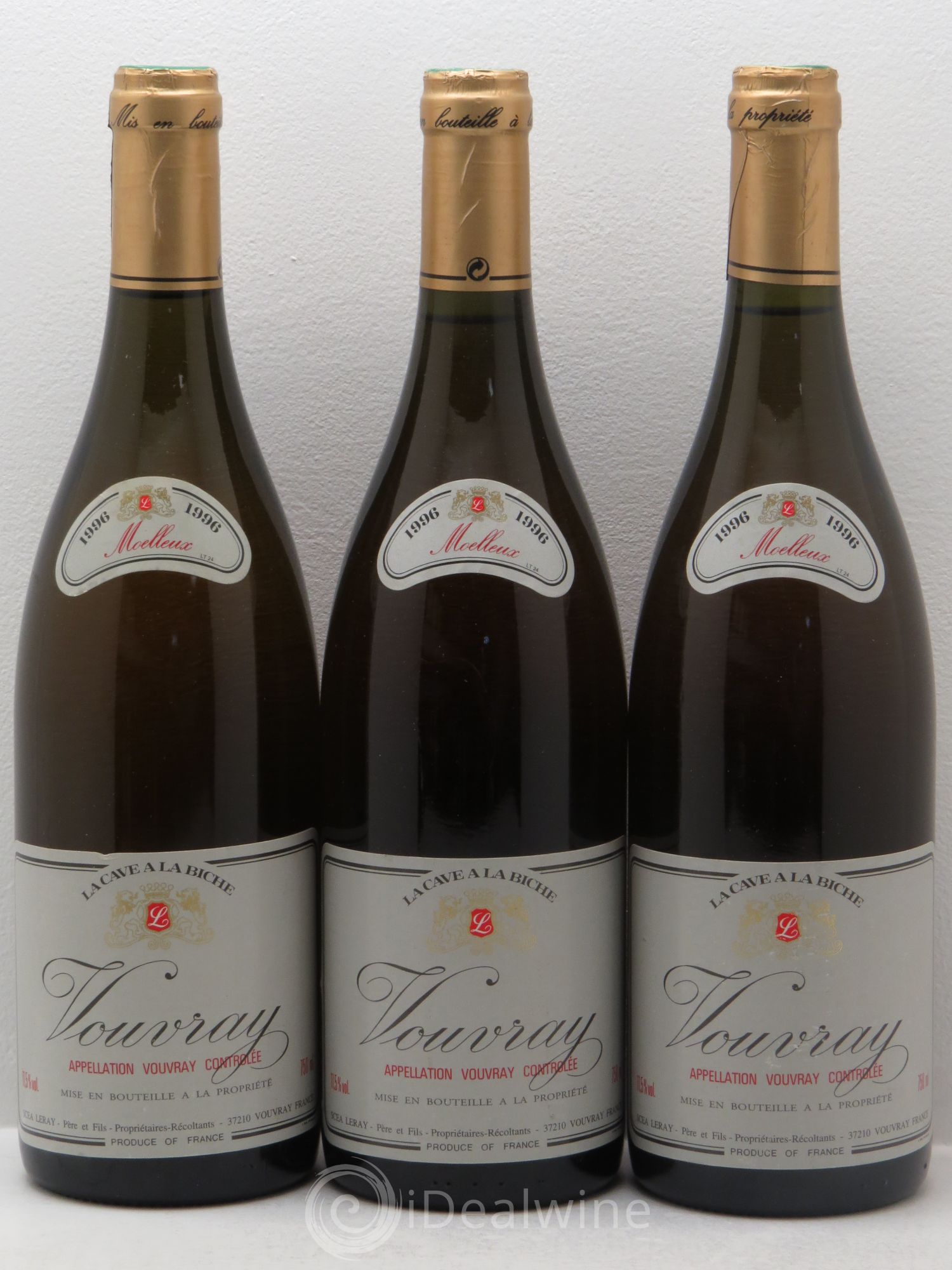 Vouvray Domaine de la cave à la biche-Réserve -Yves Leray 1996 - Lotto di 3 bottiglie - 0