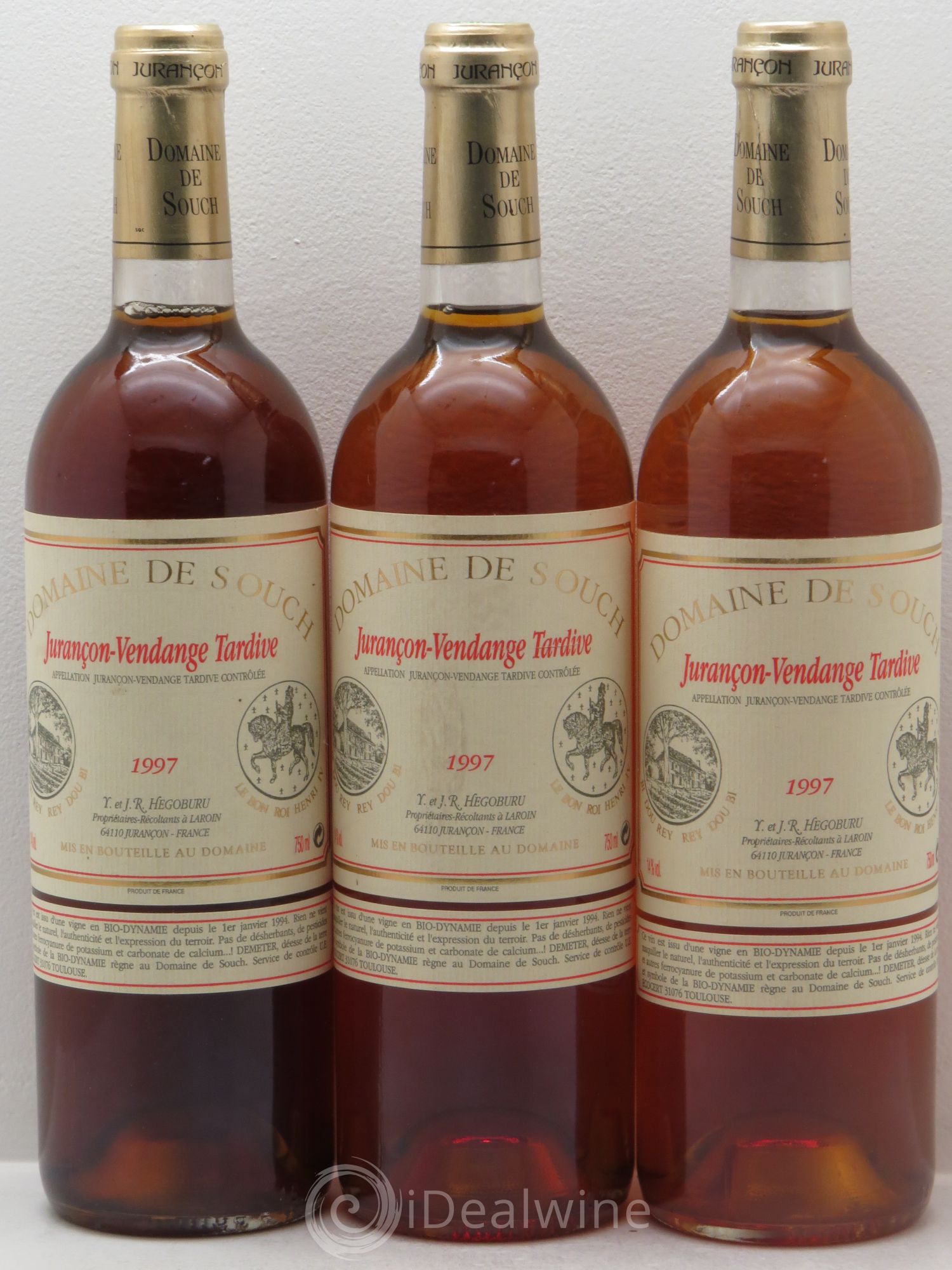 Jurançon sec Souch (Domaine de) Vendanges tardives 1997 - Posten von 3 Flaschen - 0