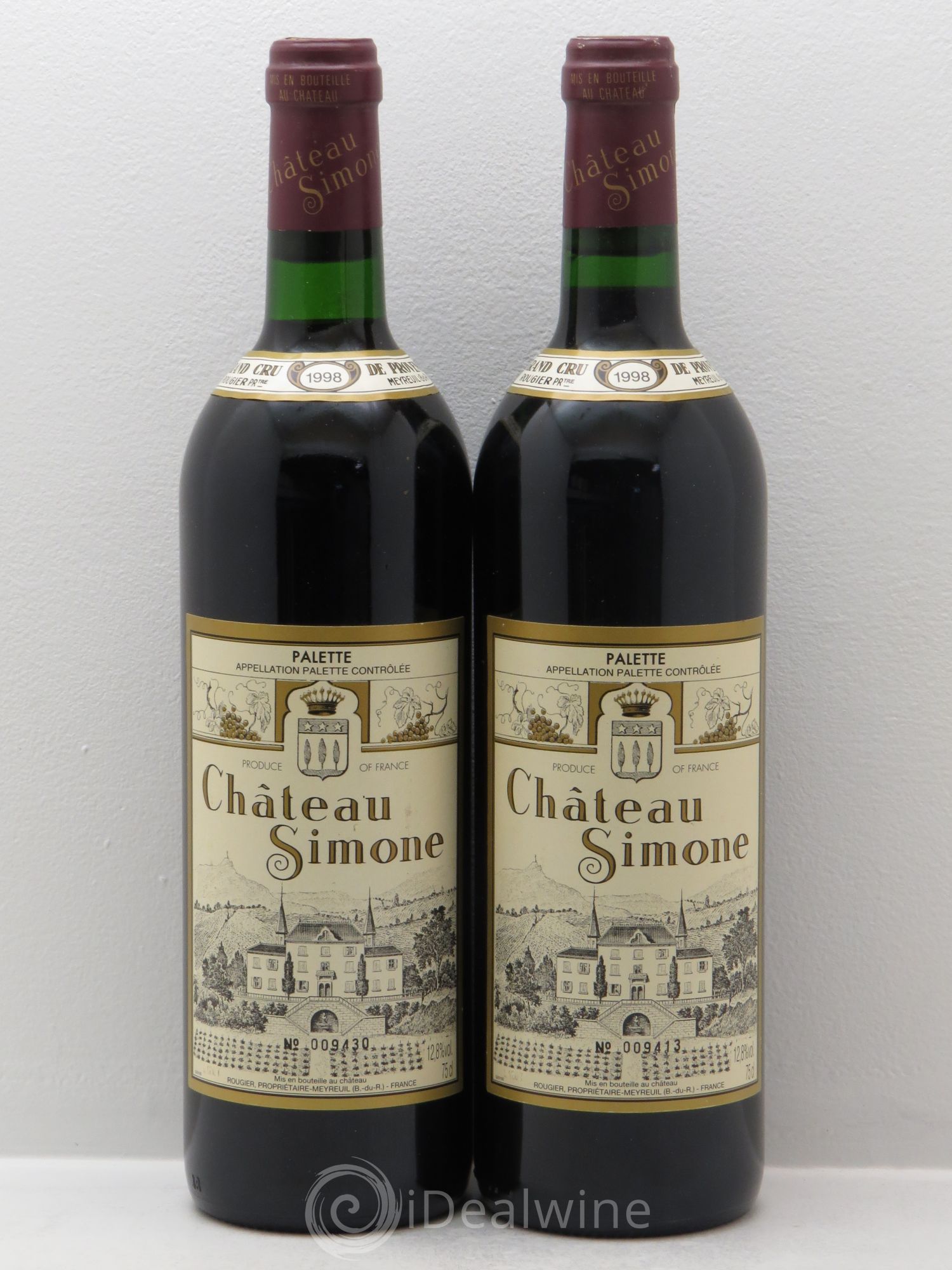 Palette Château Simone Famille Rougier 1998 - Posten von 2 Flaschen - 0