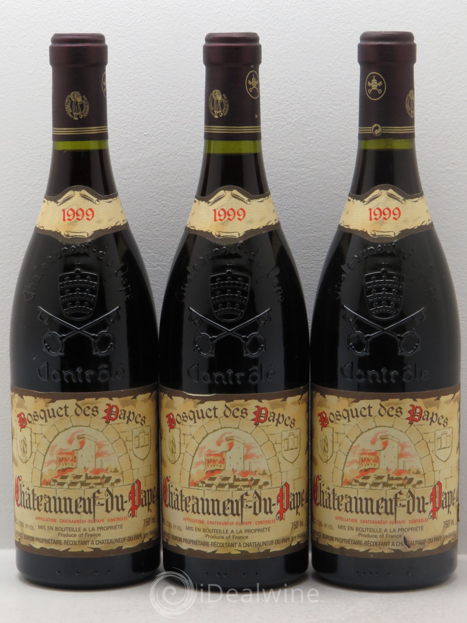 Châteauneuf-du-Pape Bosquet des Papes Chante Le Merle Vieilles Vignes Famille Boiron 1999 - Lot de 3 bouteilles - 0