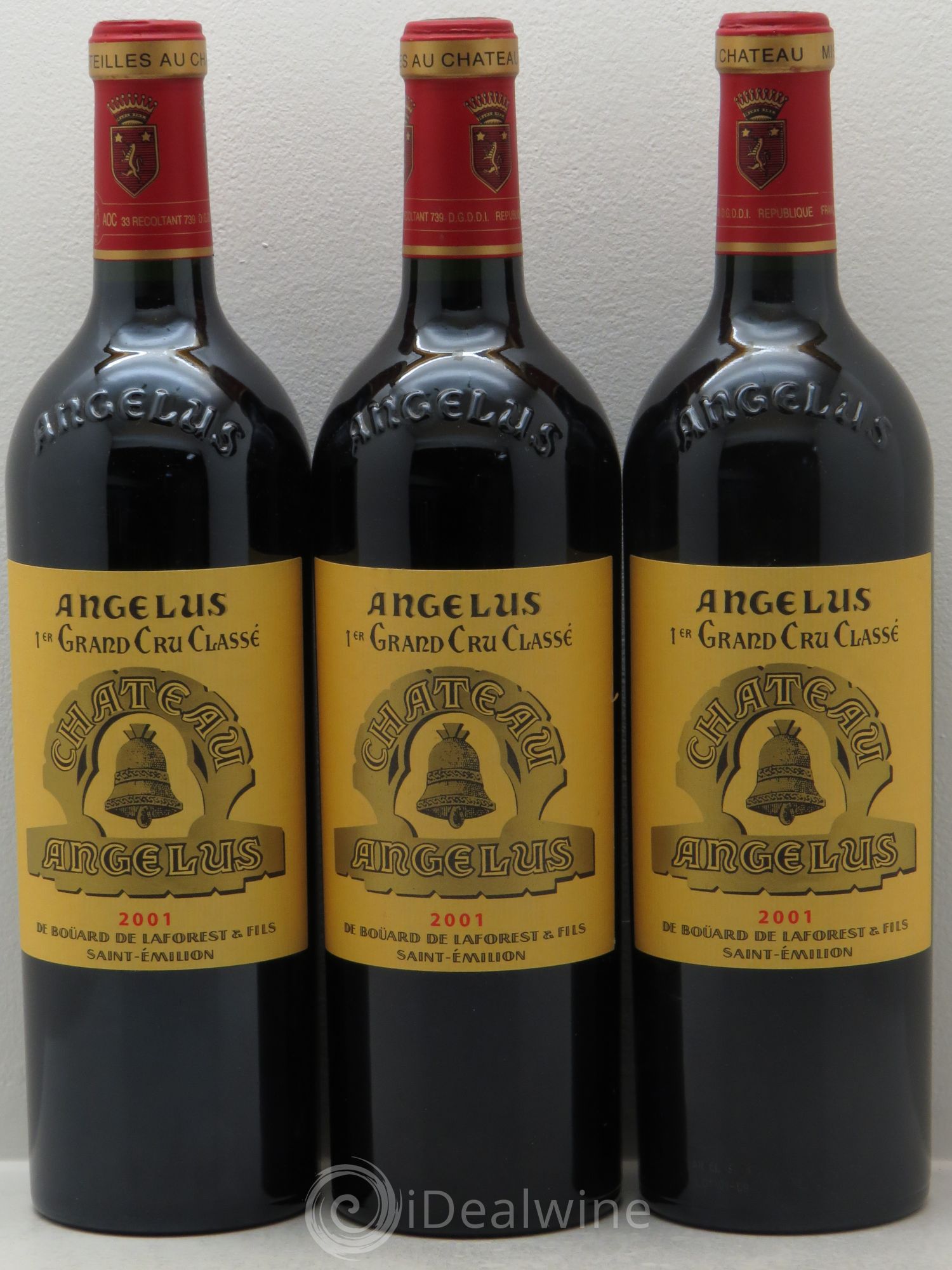 Château Angélus 1er Grand Cru Classé A 2001 - Lot de 3 bouteilles - 0