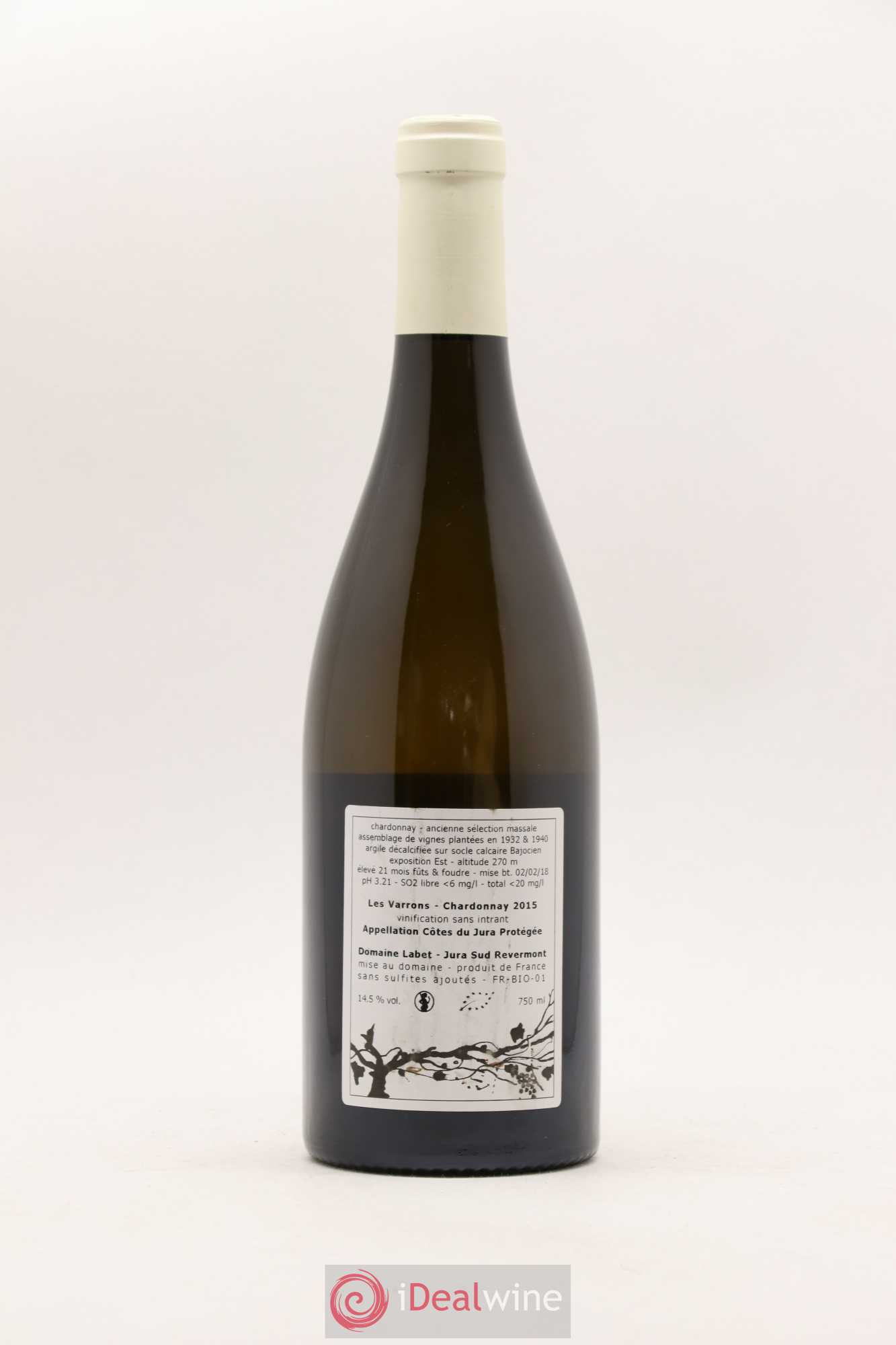Côtes du Jura Chardonnay Les Varrons Romain - Julien - Charline Labet 2015 - Lot de 1 bouteille - 1