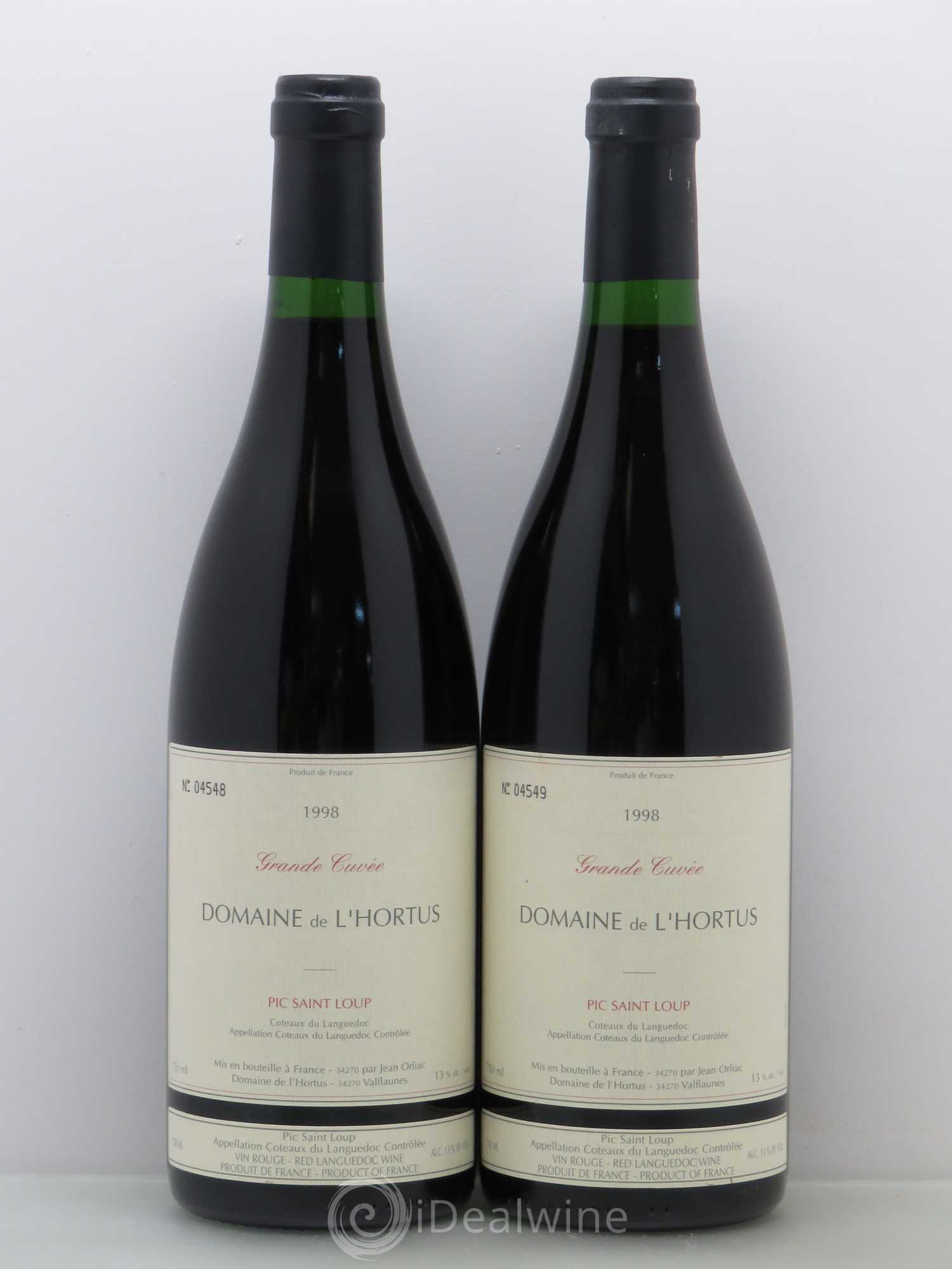 Pic Saint-Loup Domaine de L'Hortus Grande Cuvée Famille Orliac 1998 - Lot de 2 bouteilles - 0