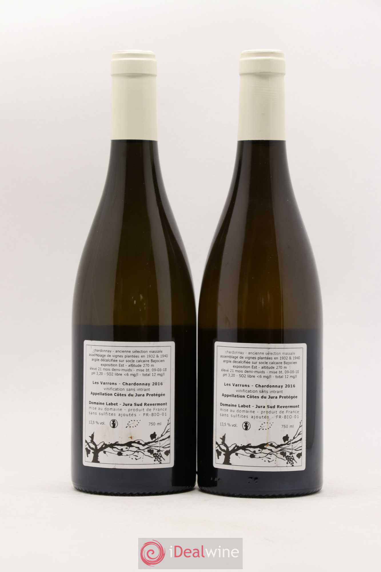 Côtes du Jura Chardonnay Les Varrons Romain - Julien - Charline Labet 2016 - Lot de 2 bouteilles - 1