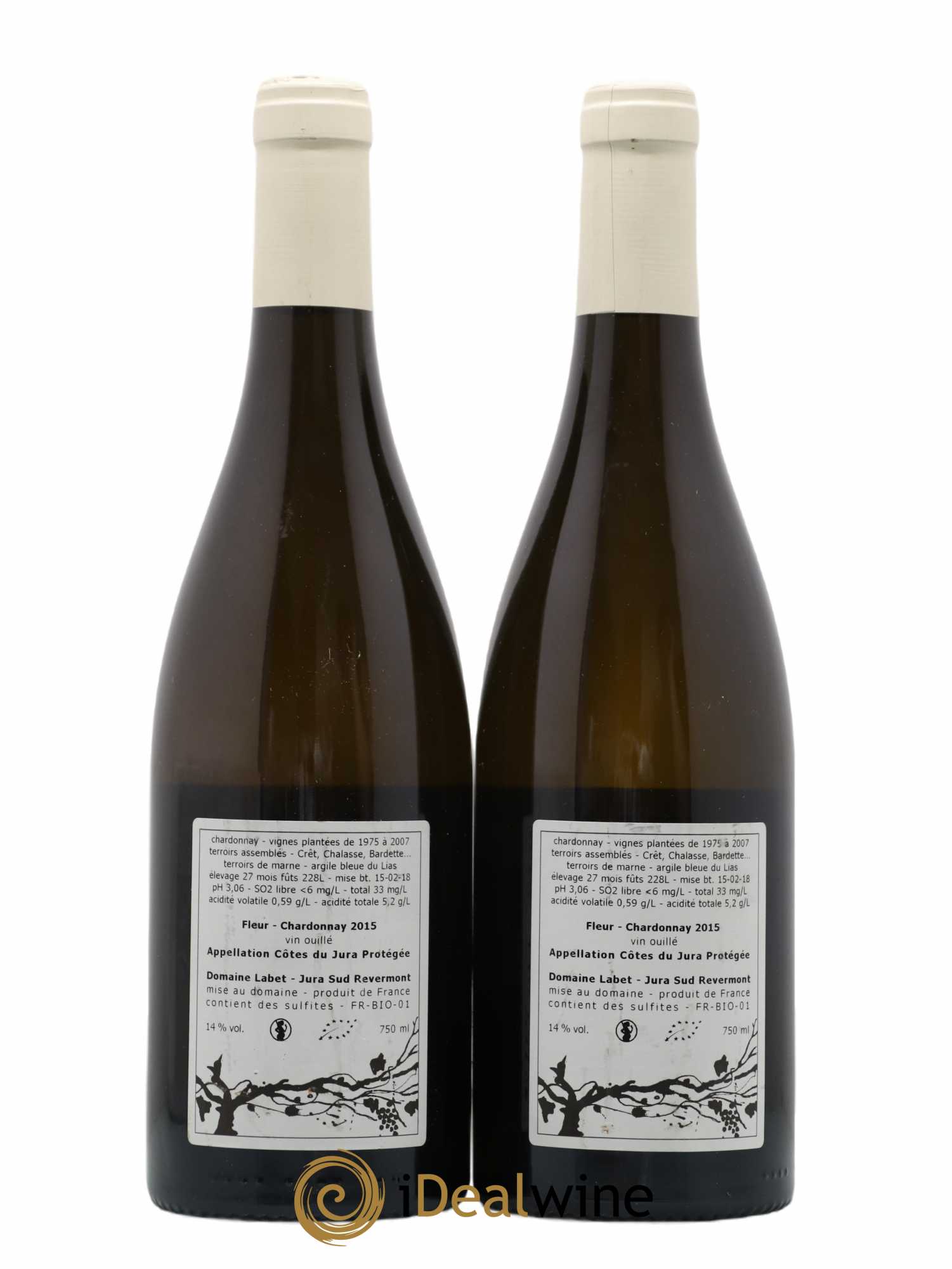 Côtes du Jura Chardonnay Fleur Romain - Julien  - Charline Labet 2015 - Lot de 2 bouteilles - 1