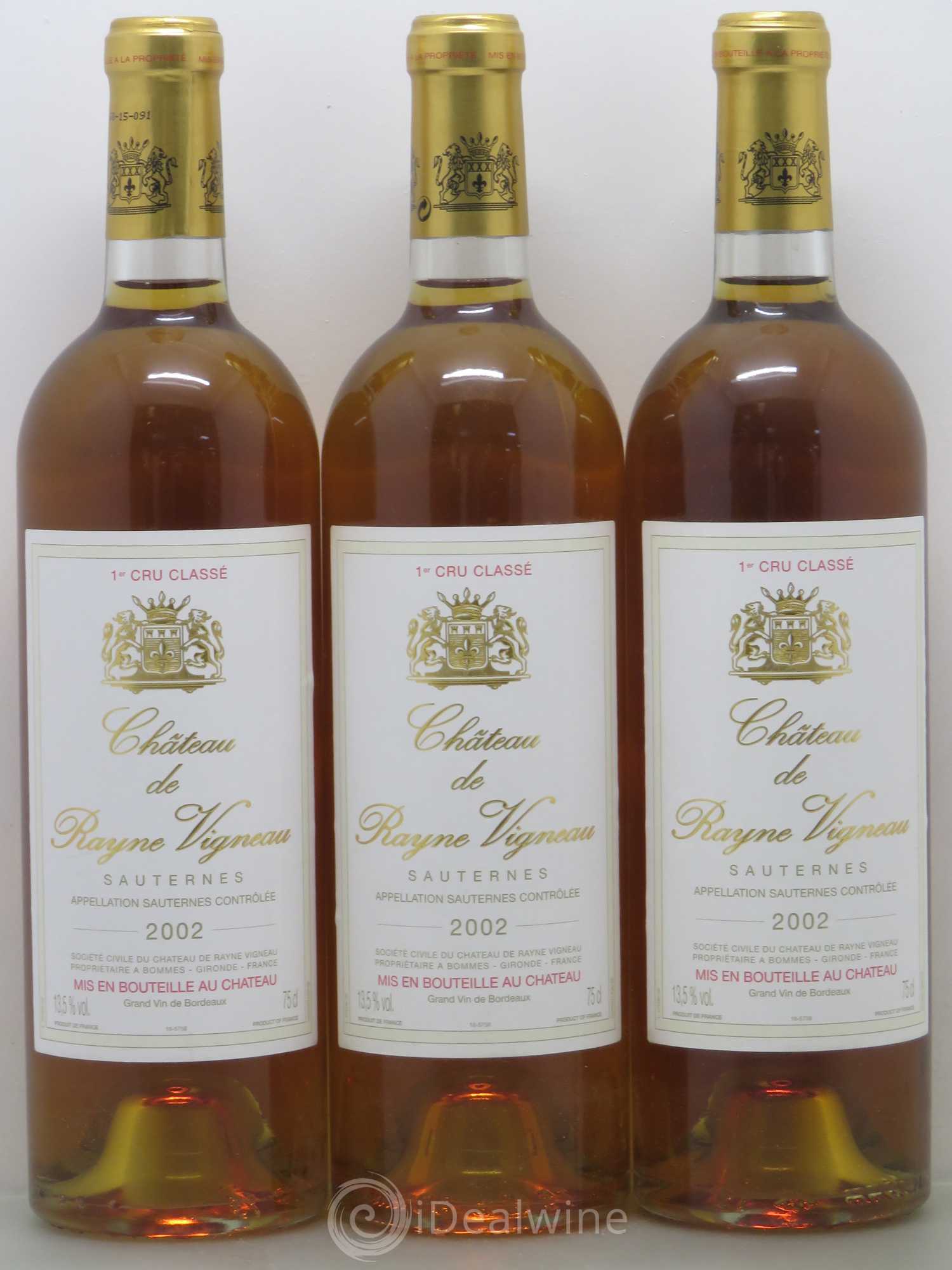 Château de Rayne Vigneau 1er Grand Cru Classé 2002 - Lotto di 3 bottiglie - 0