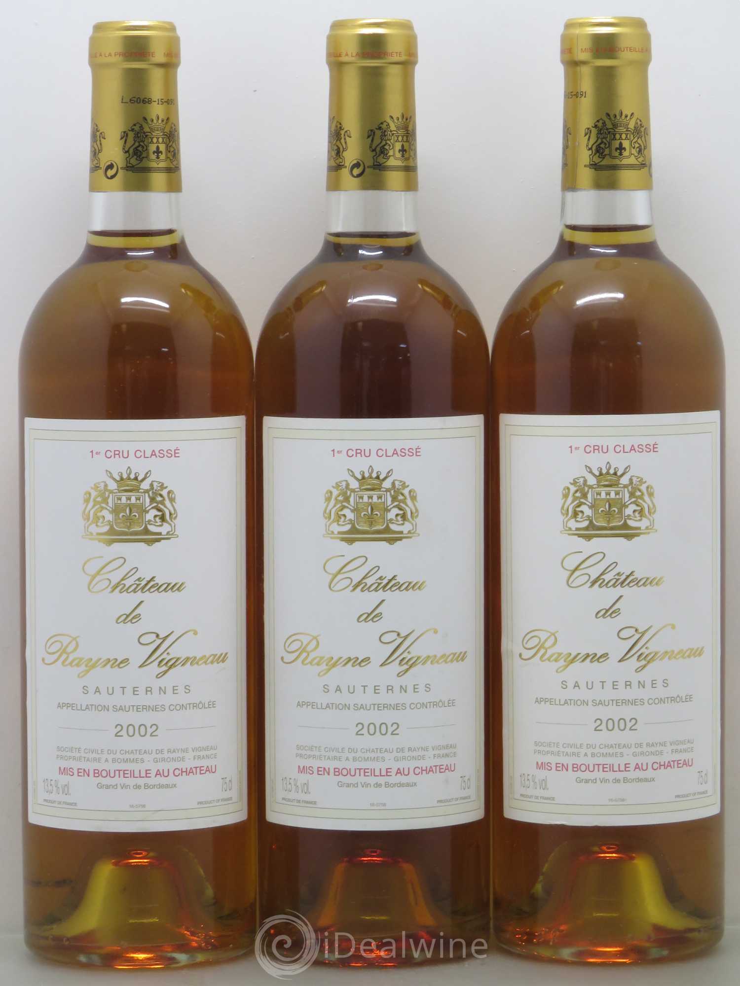 Château de Rayne Vigneau 1er Grand Cru Classé 2002 - Lotto di 3 bottiglie - 0
