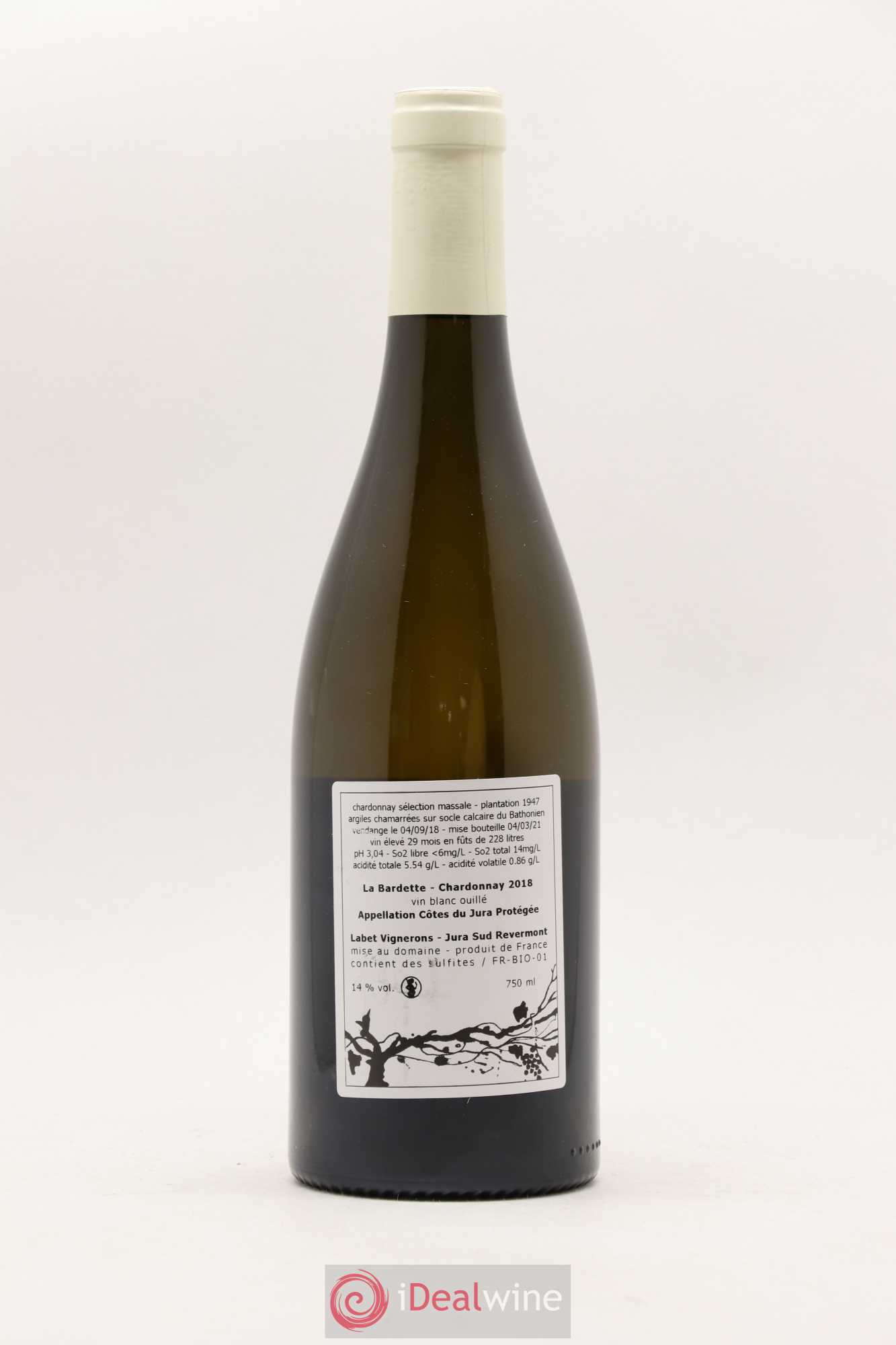 Côtes du Jura Chardonnay La Bardette Romain - Julien - Charline Labet 2018 - Lot de 1 bouteille - 1