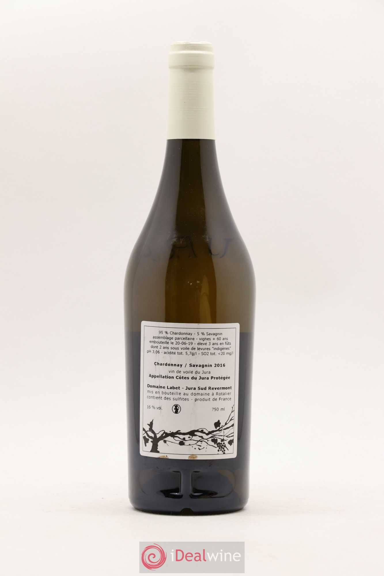 Côtes du Jura Vin de Voile Chardonnay-Savagnin cuvée de garde Romain - Julien - Charline Labet 2016 - Lot de 1 bouteille - 1