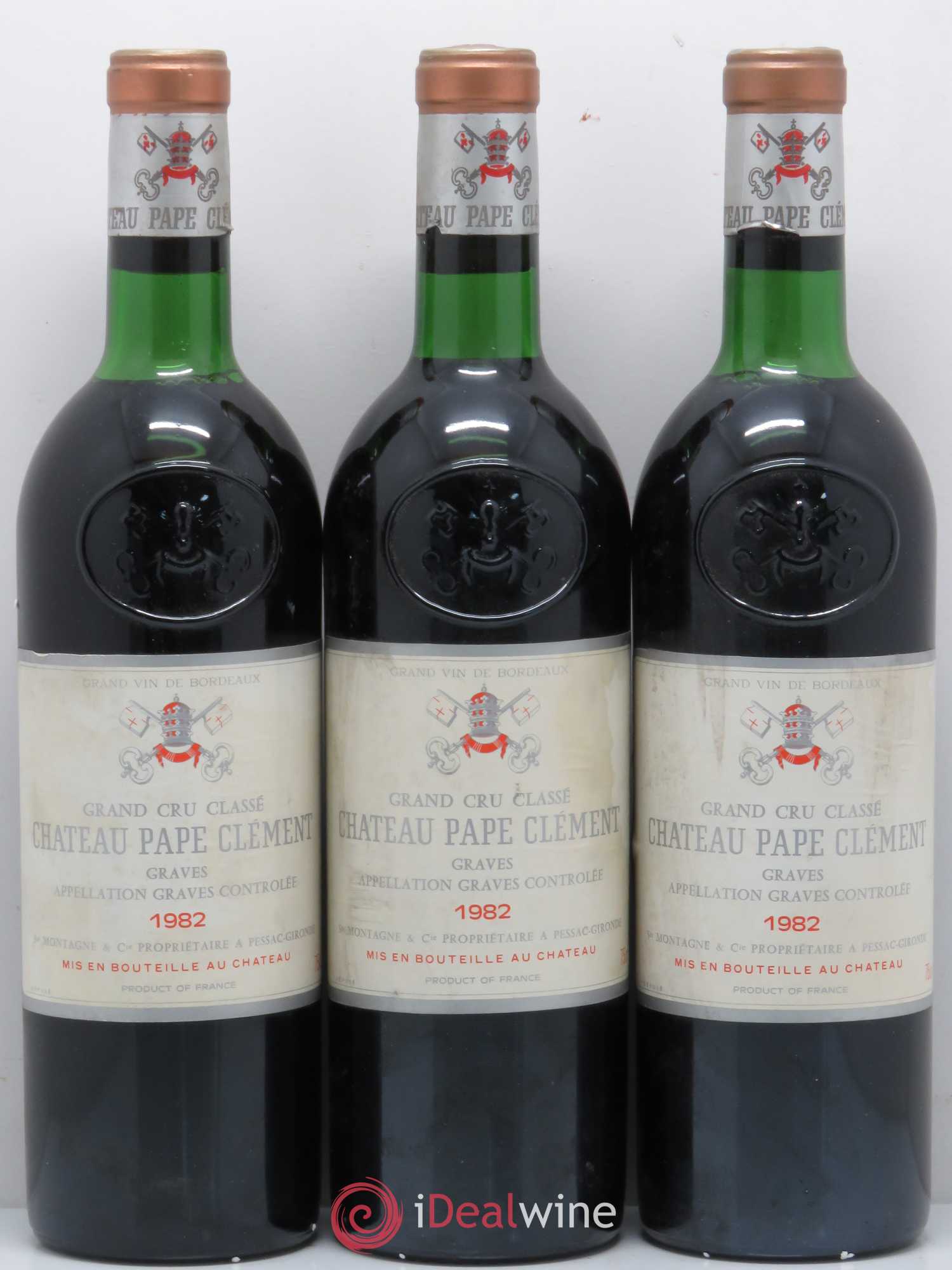 Château Pape Clément Cru Classé de Graves 1982 - Lot de 3 bouteilles - 0