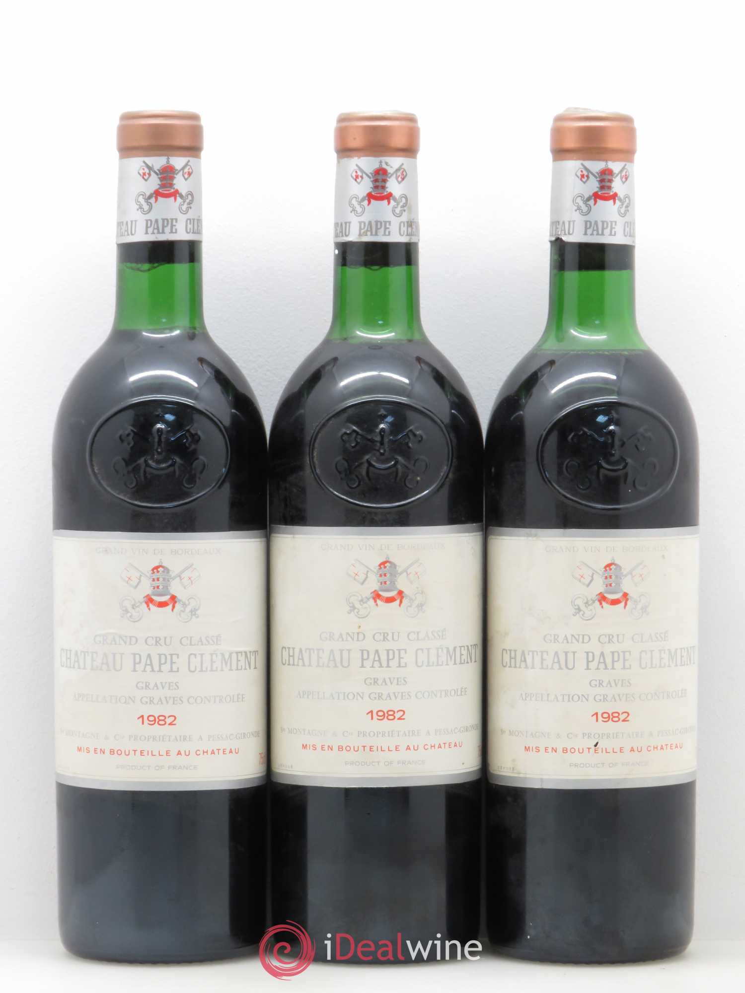 Château Pape Clément Cru Classé de Graves 1982 - Lot de 3 bouteilles - 0