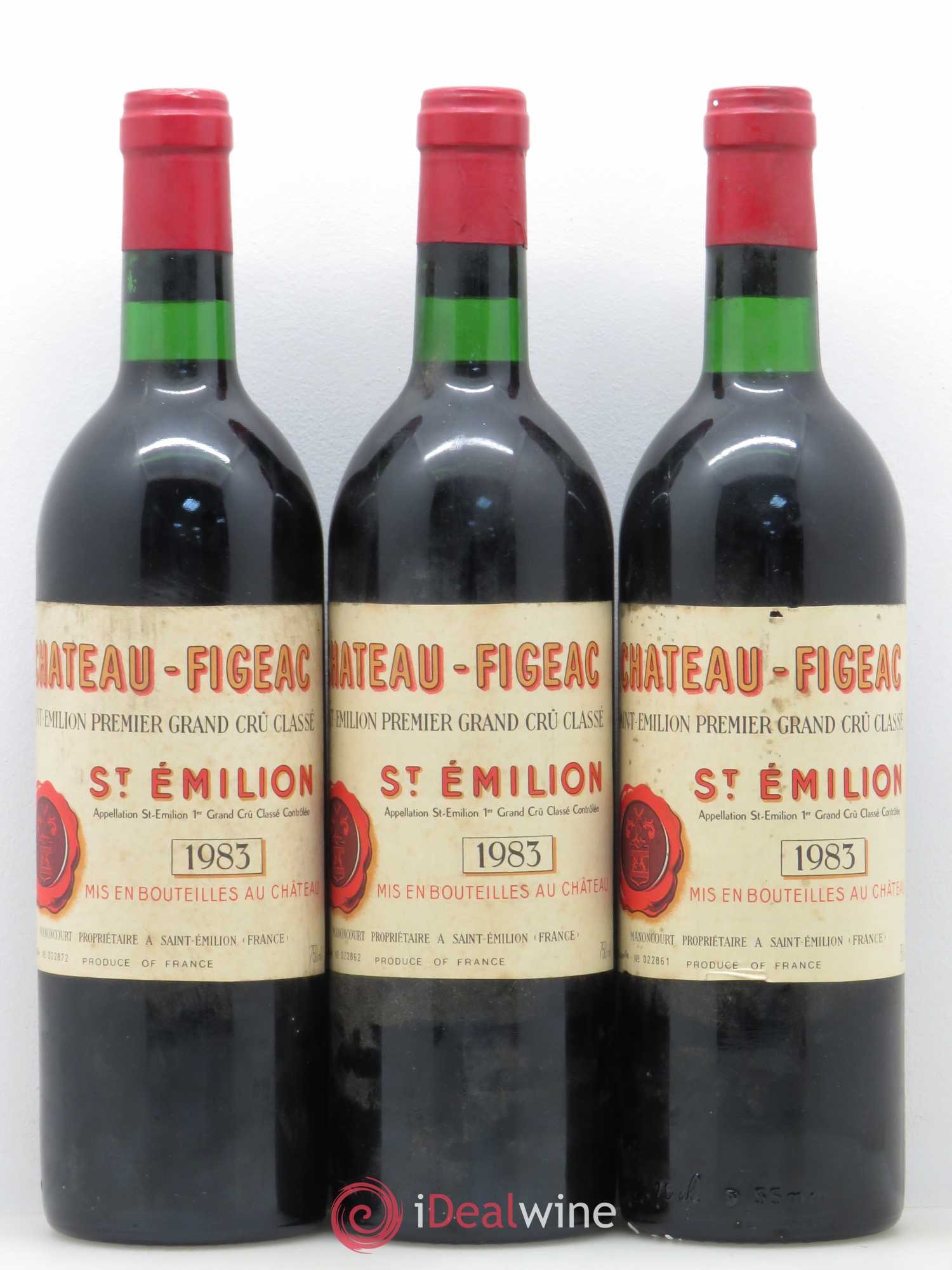 Château Figeac 1er Grand Cru Classé A 1983 - Lot de 3 bouteilles - 0