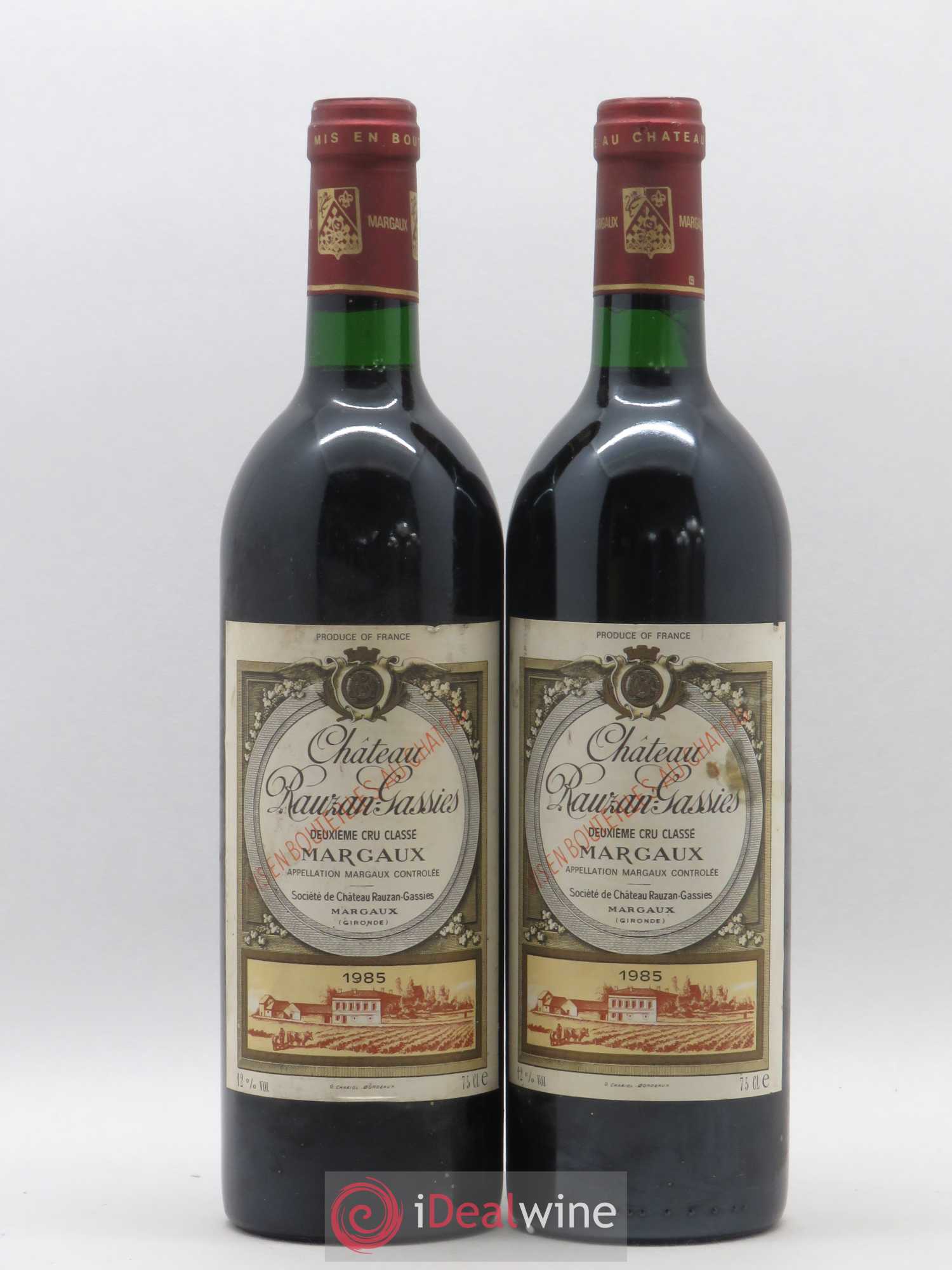Château Rauzan-Gassies 2ème Grand Cru Classé 1985 - Lot de 2 bouteilles - 0