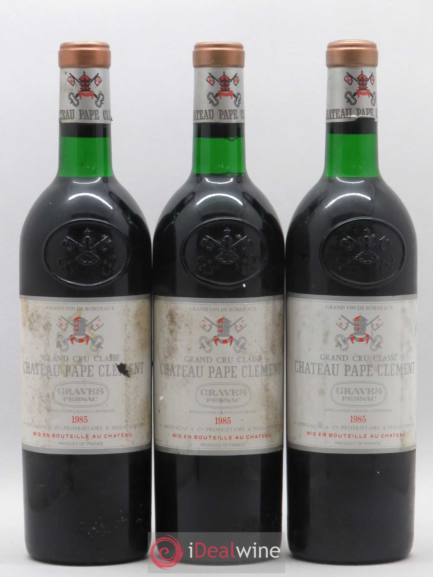 Château Pape Clément Cru Classé de Graves 1985 - Lot de 3 bouteilles - 0